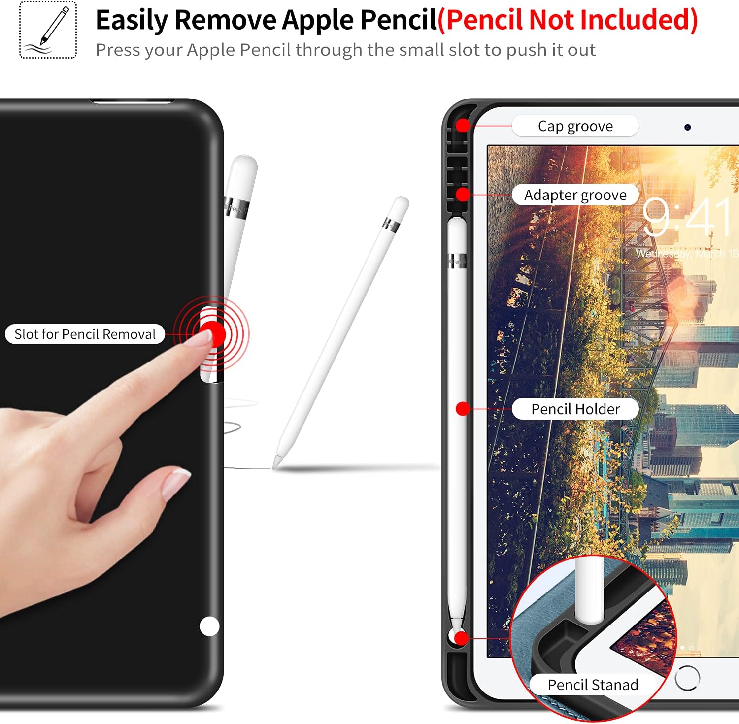 iPad 9th Generation Case 2021, iPad 8th/7th Generation Case 2020/2019 with Pencil Holder Also Fit iPad Air 3th Gen 2019/iPad Pro 10.5 inch 2017 PU Leather Shockproof Cover with Pocket Strap