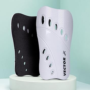 Vector X V2 Football Protection Shin Guard/Shinpad | Durable | Lightweight (L, White)