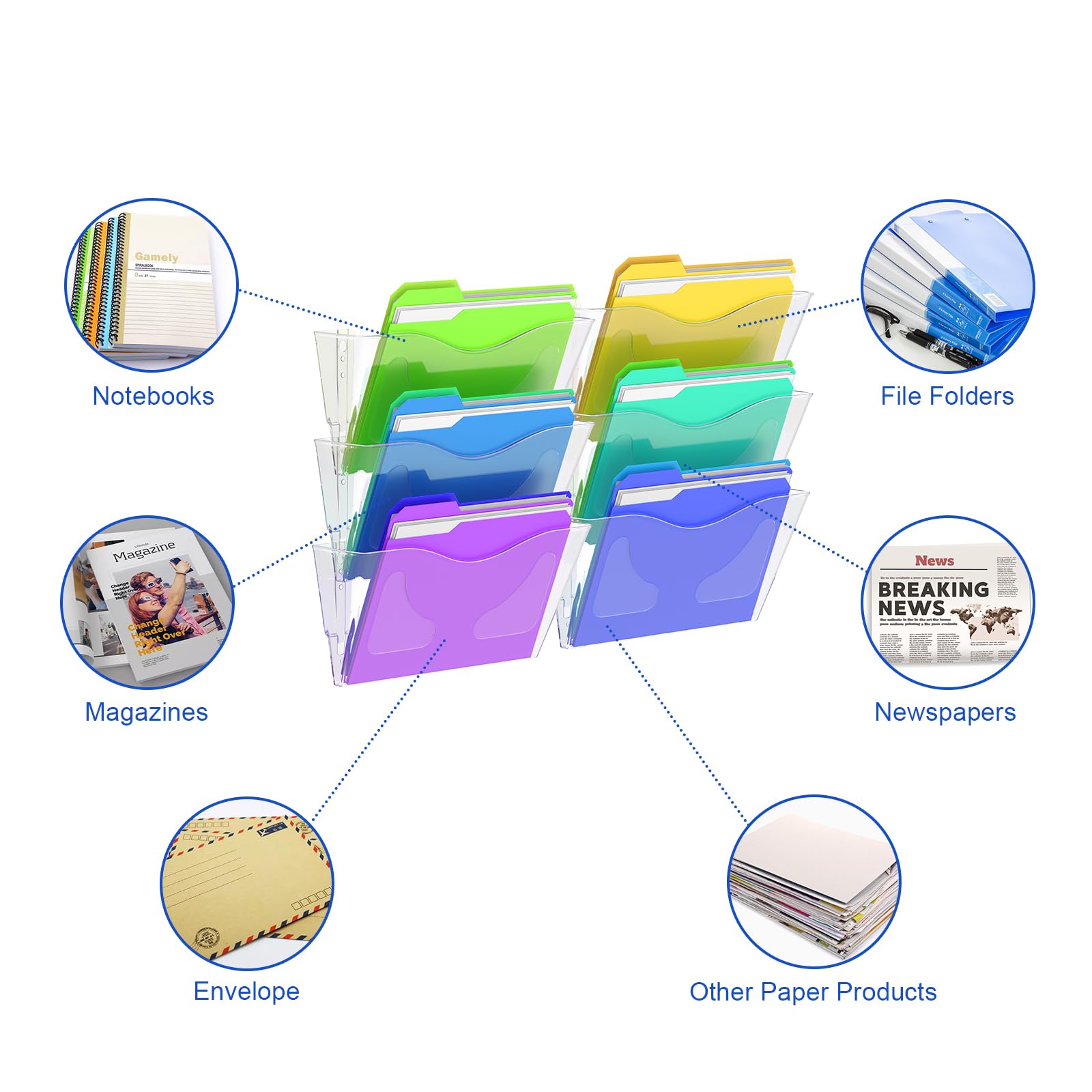 Snapklik.com : Samstar 6 Pack Clear Acrylic Wall File Holder