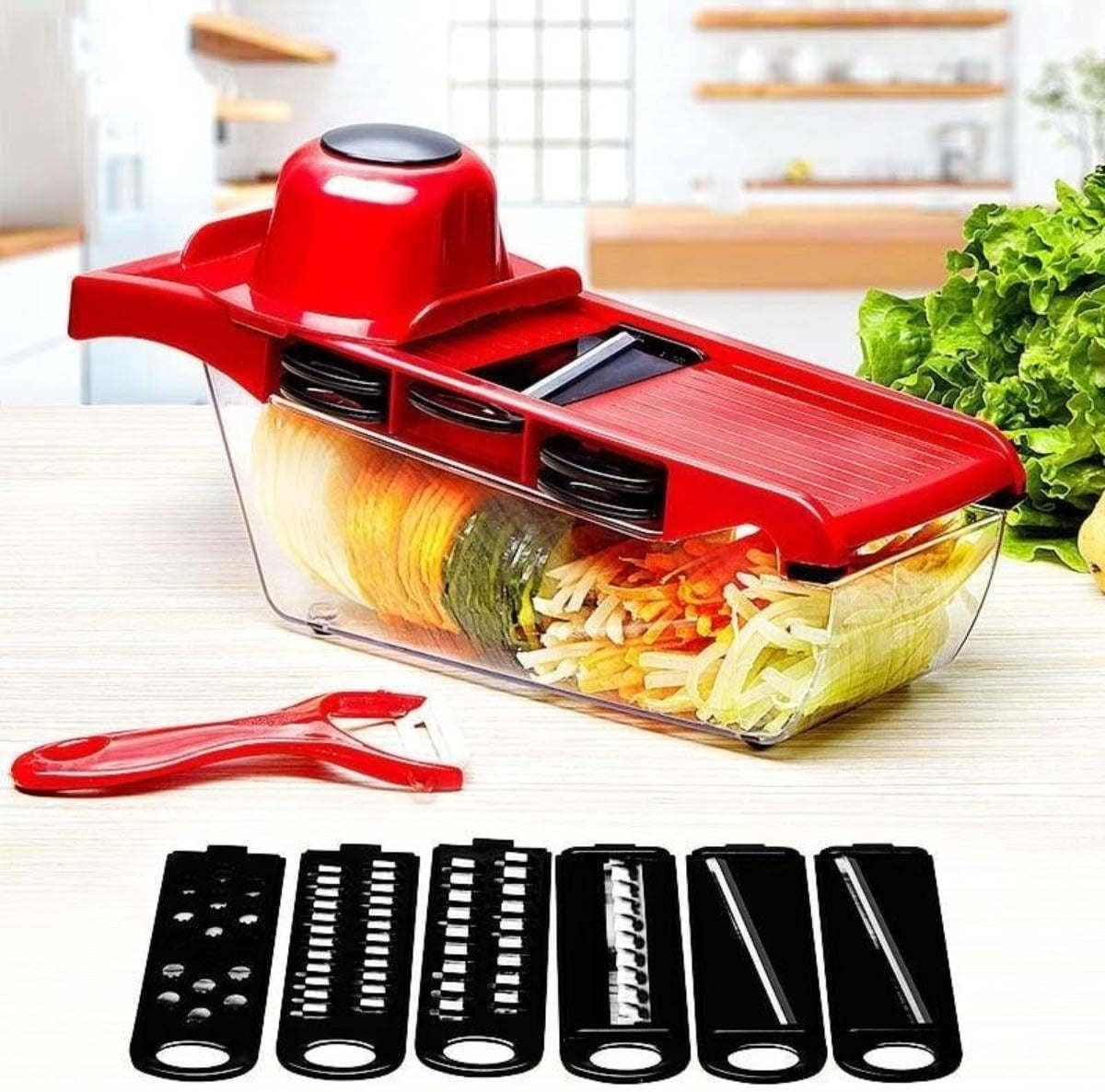 Cult Comics and Collectibles - Stainless Steel 6 Blades Vegetable Slicer - Red