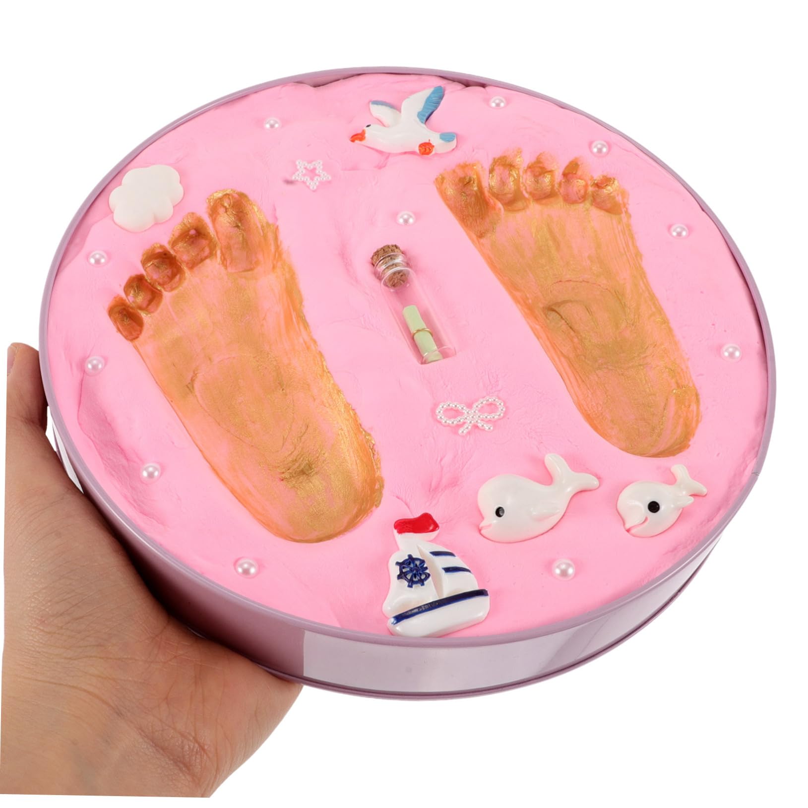 Kit Impronte Mano e Piede Bebè, Ricordo Nascita, Rosa