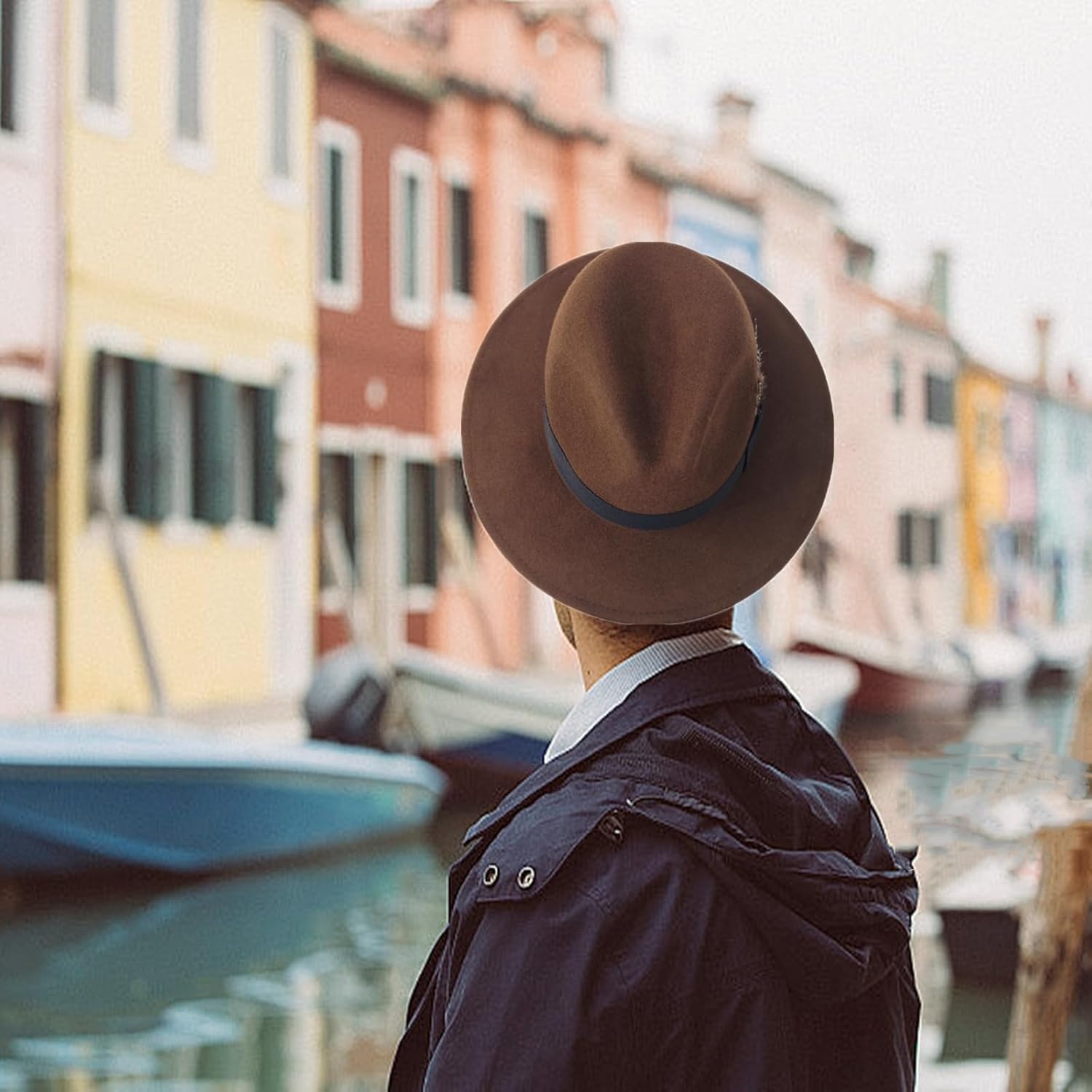 HEYANN Wide Brim Fedora Hat,100% Wool Mens Trilby Retro Womens Fedora Hats Felt Panama Unisex Casual Sun Jazz Hats