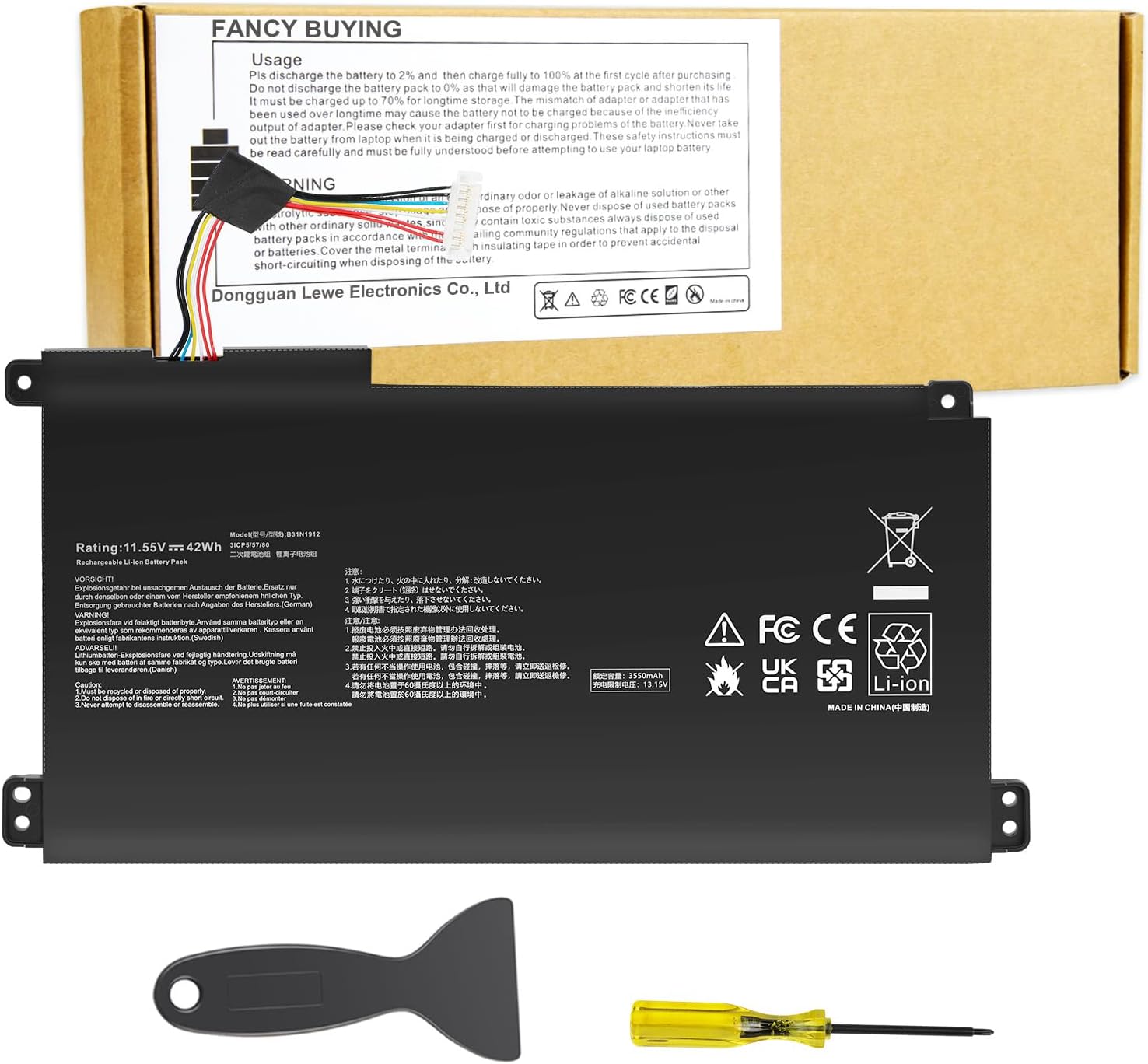 B31N1912 C31N1912 Battery for Asus VivoBook 14 E410M E410MA L410M L410MA E410KA E510MA E510KA F414MA L510MA R522MA E410MA-EK007TS EK087T E410MA-EK991TS E410MA-EK026TS 0B200-03680000 3ICP5/57/80