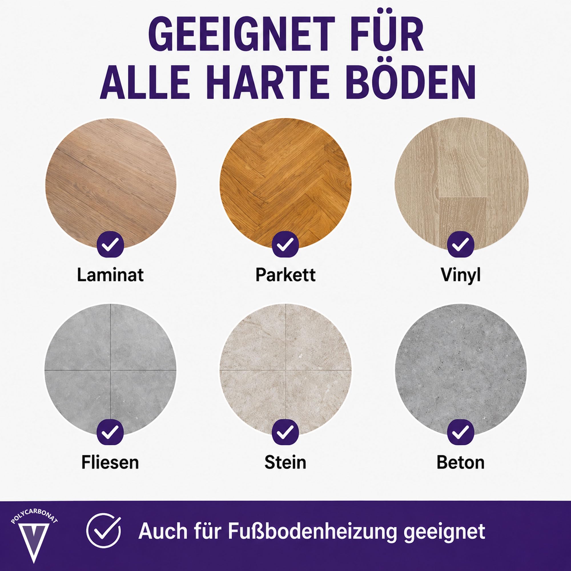 Marvelux Bodenschutzmatte Bürostuhl für Hartböden, Polycarbonat 116 x 200cm | XXL Bodenmatte Bürostuhlunterlage, Transparent Schreibtischstuhl Unterlage, langlebig und bruchsicher, leichtgängiges Rollen