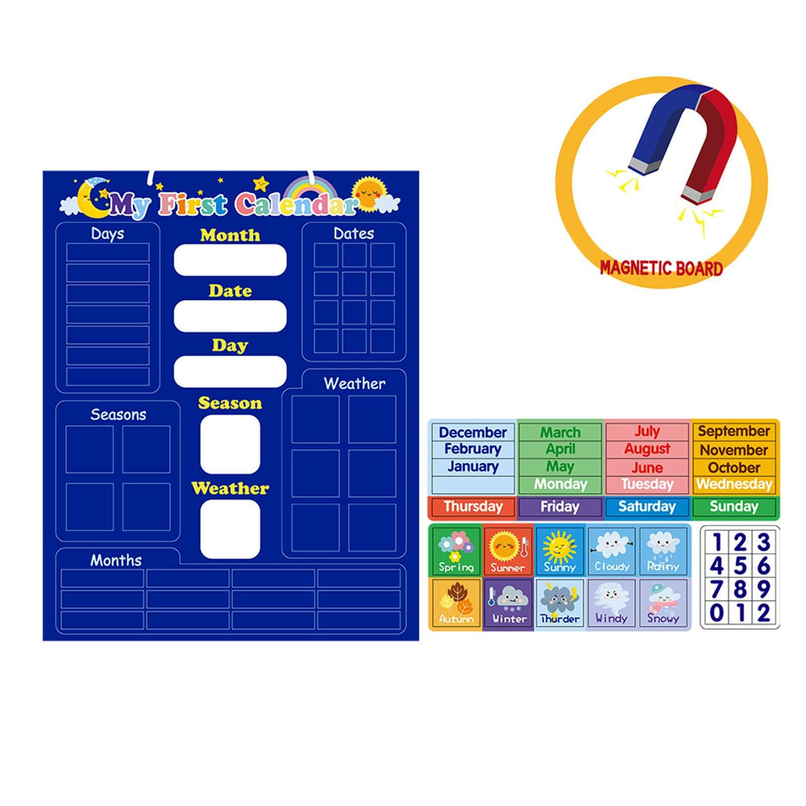 Calendario giornaliero magnetico Kids, primo calendario magnetico giornaliero, calendario per bambini per bambini Giorno del della settimana Bulletin Bulletin Time Bulletin Board