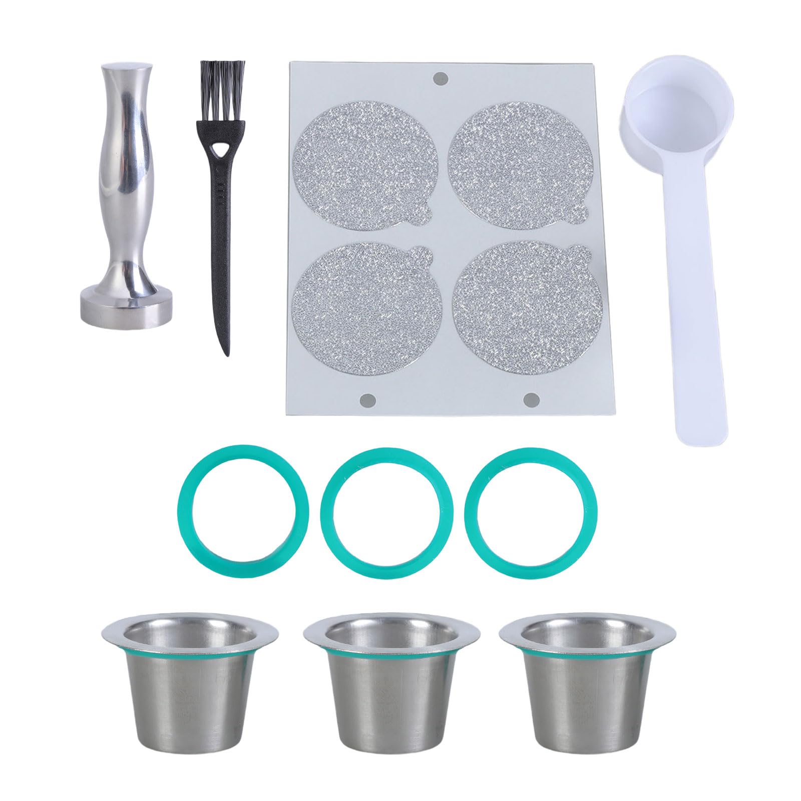 MICFENY Stainless Steels Coffee Capsuled Espresso Coffee Maker Cup Coffee Pods Filter with Tamper and Spoon Enduring