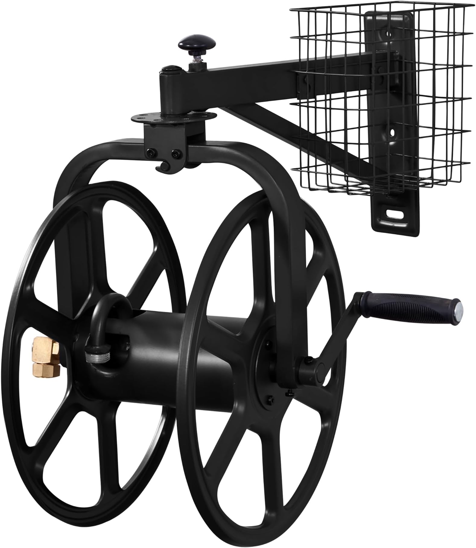 712-B Single Arm Navigator Multi-Directional Garden Hose Reel, Holds 125-Feet of, 5/8-Inch, Black