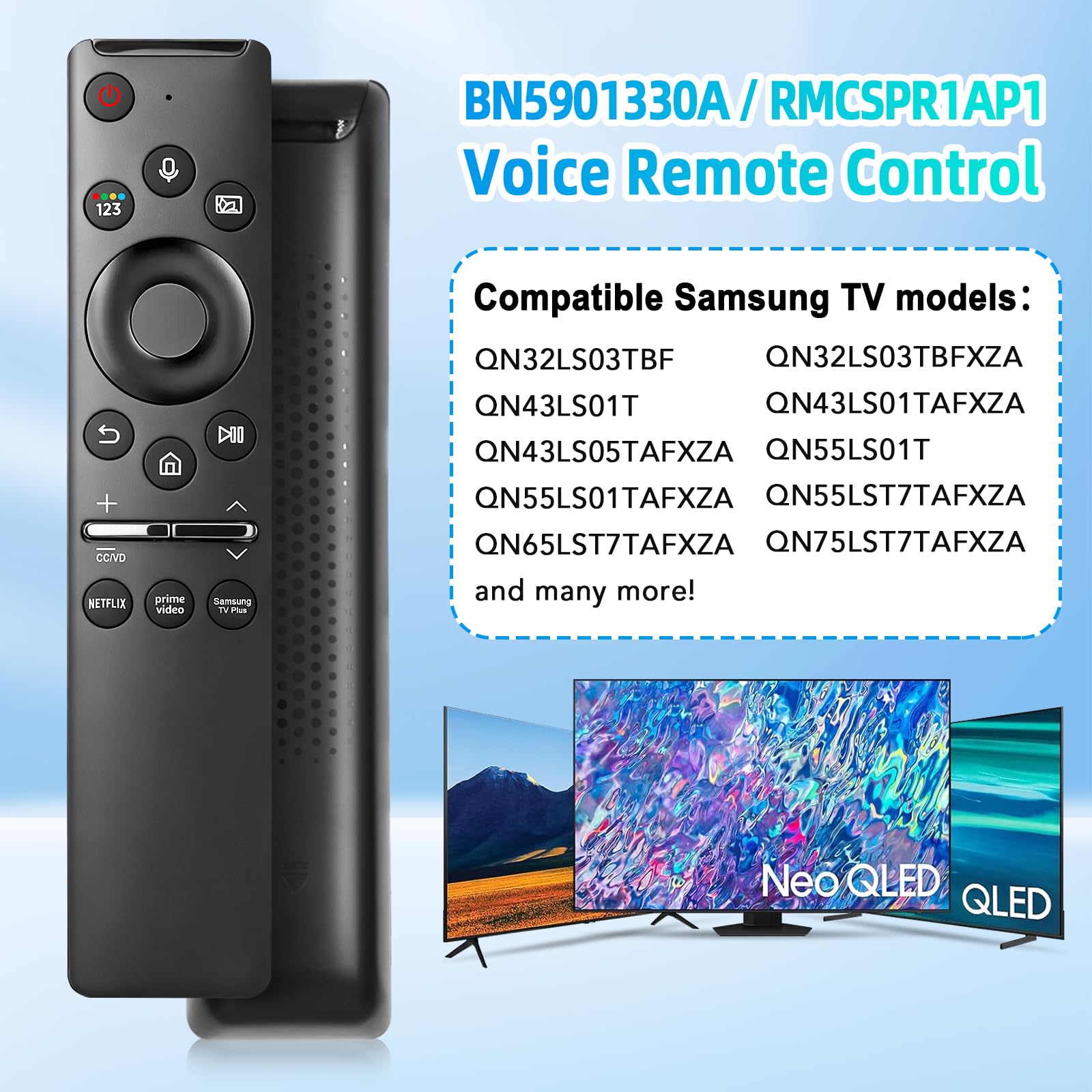 Voice Remote for Samsung Smart TV Remote Control Replacement BN59-01330A Fit for All Samsung Remote with Voice Function for S-amsung Frame Crystal UHD Curved Neo QLED OLED Smart TVs