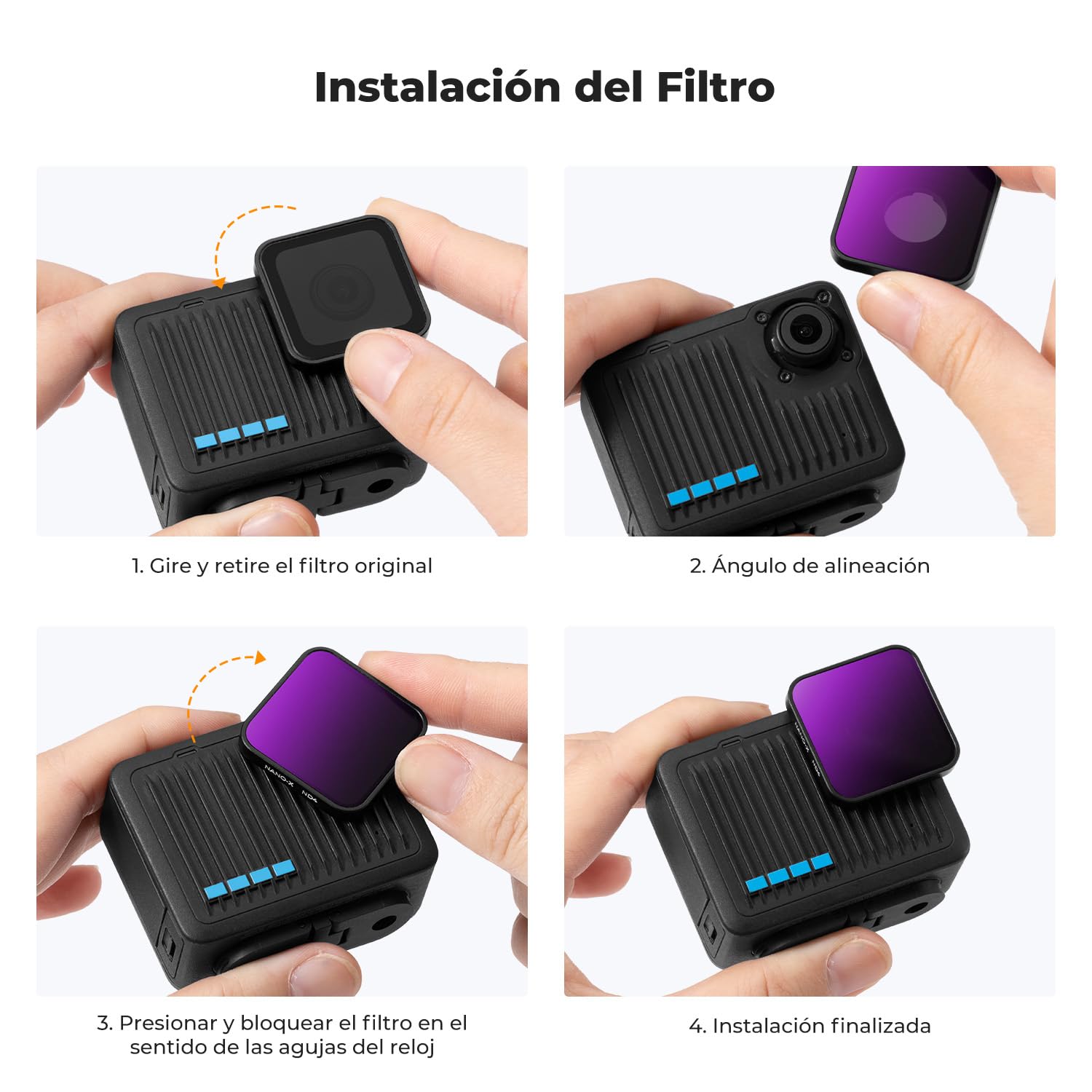K&F CONCEPT ND CPL Filtros Compatible con GoPro Hero 4K, Filtro ND4, ND8, Filtro ND16, Polarizador Circular Filtro CPL con 28 Capas Nano Revestimiento Compatible con GoPro Hero 4K