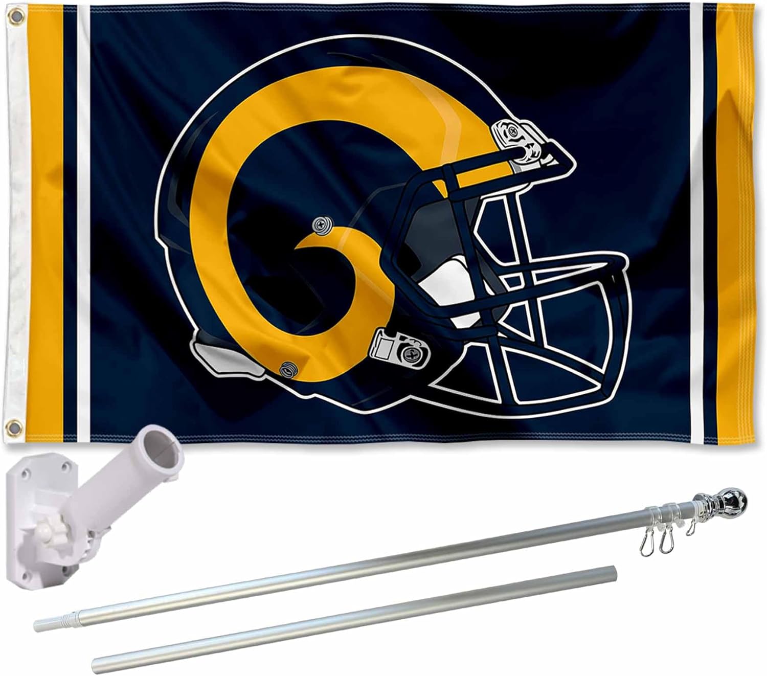 Los Angeles Rams Helmet Flag Pole and Bracket Mount Kit