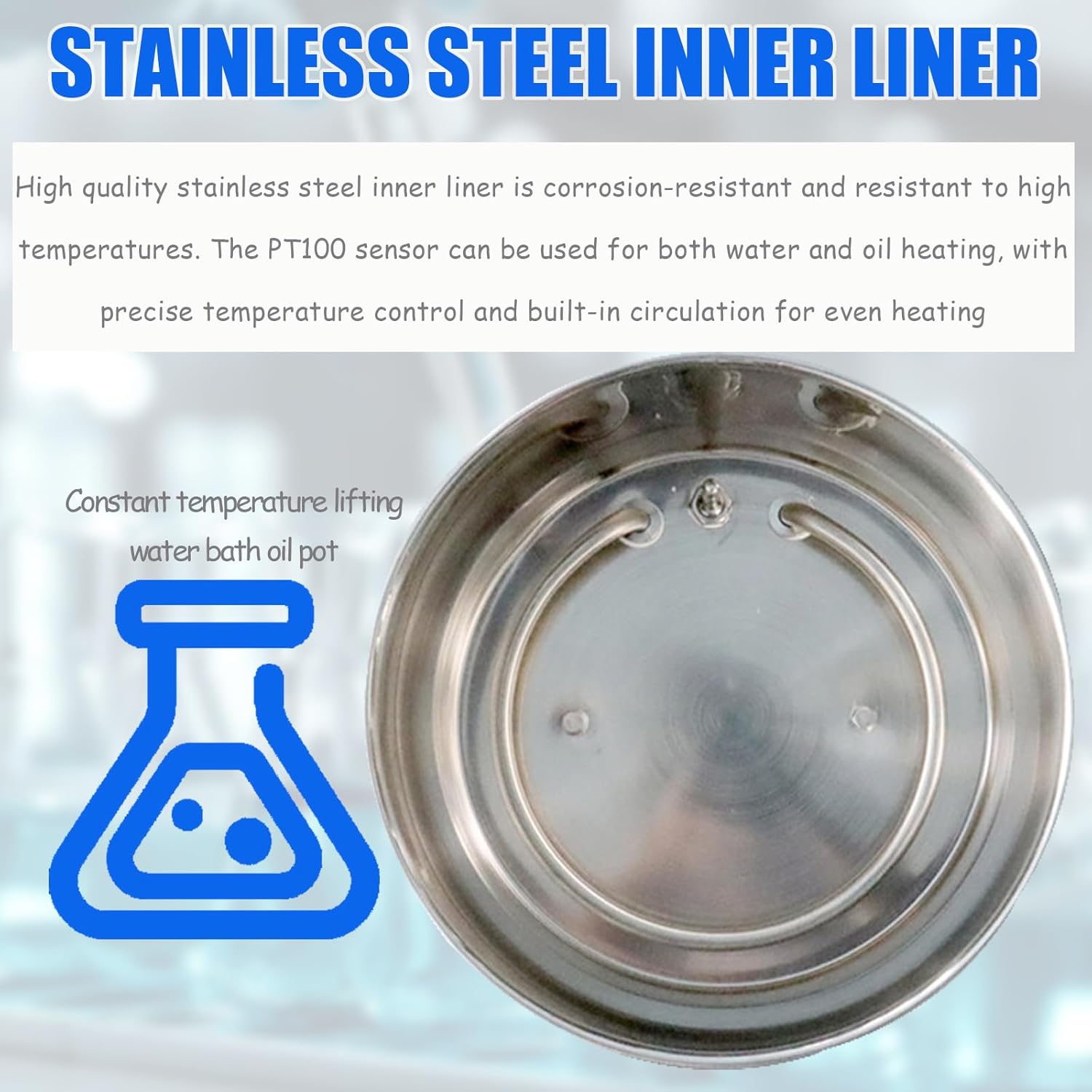 Lab Constant Temperature Water Bath, 2L/3L/5L Digital Heating Equipment with Stainless Steel Liner, Lift Type, Precise Temperature Control and Digital Display, for Lab Scientific Use (2L)