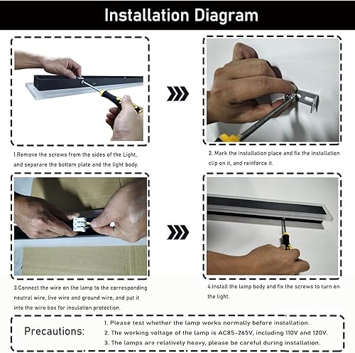Miniatura 4 de 2Pack-59inch Long Outdoor Modern LED Wall Light,55W Waterproof IP65 Warm White 110V led Wall Mount Lighting Fixture Rectangular Black Wall Lights