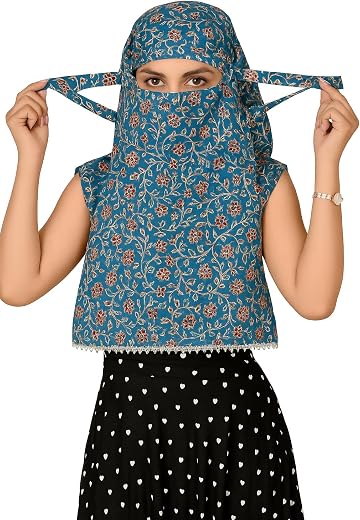 Scarf Bandana Face Cover Cotton Mask For Women and Girls Sun Smoke Dust pollution Protection Bike Automobile Under Helmet ...
