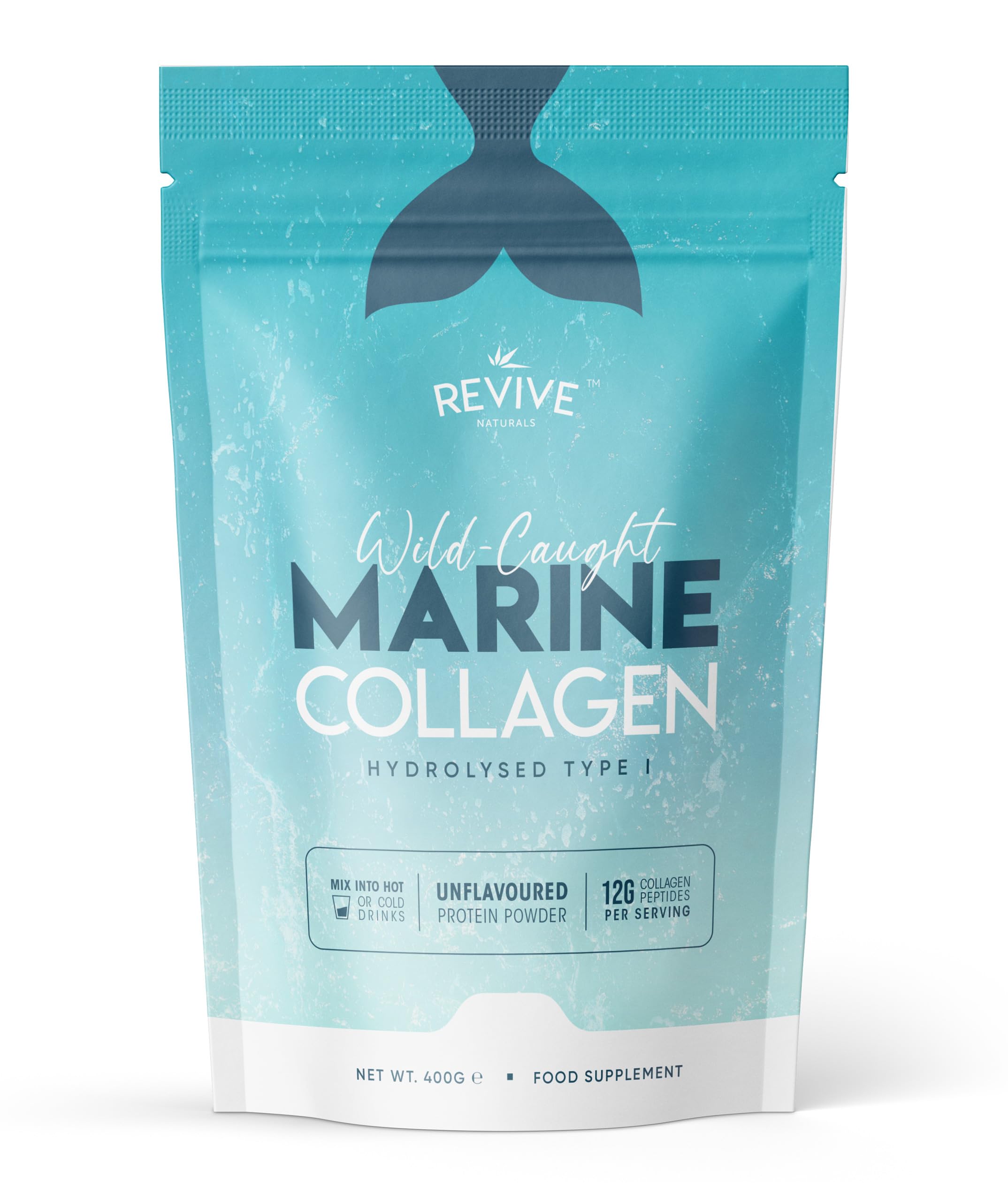 Marine Collagen Powder 400g ~ Wild Caught Whitefish ~ Supports Bone Health & Muscle Growth ~ Type I Hydrolyzed Collagen Peptides ~ Halal Certified ~ by Revive Naturals