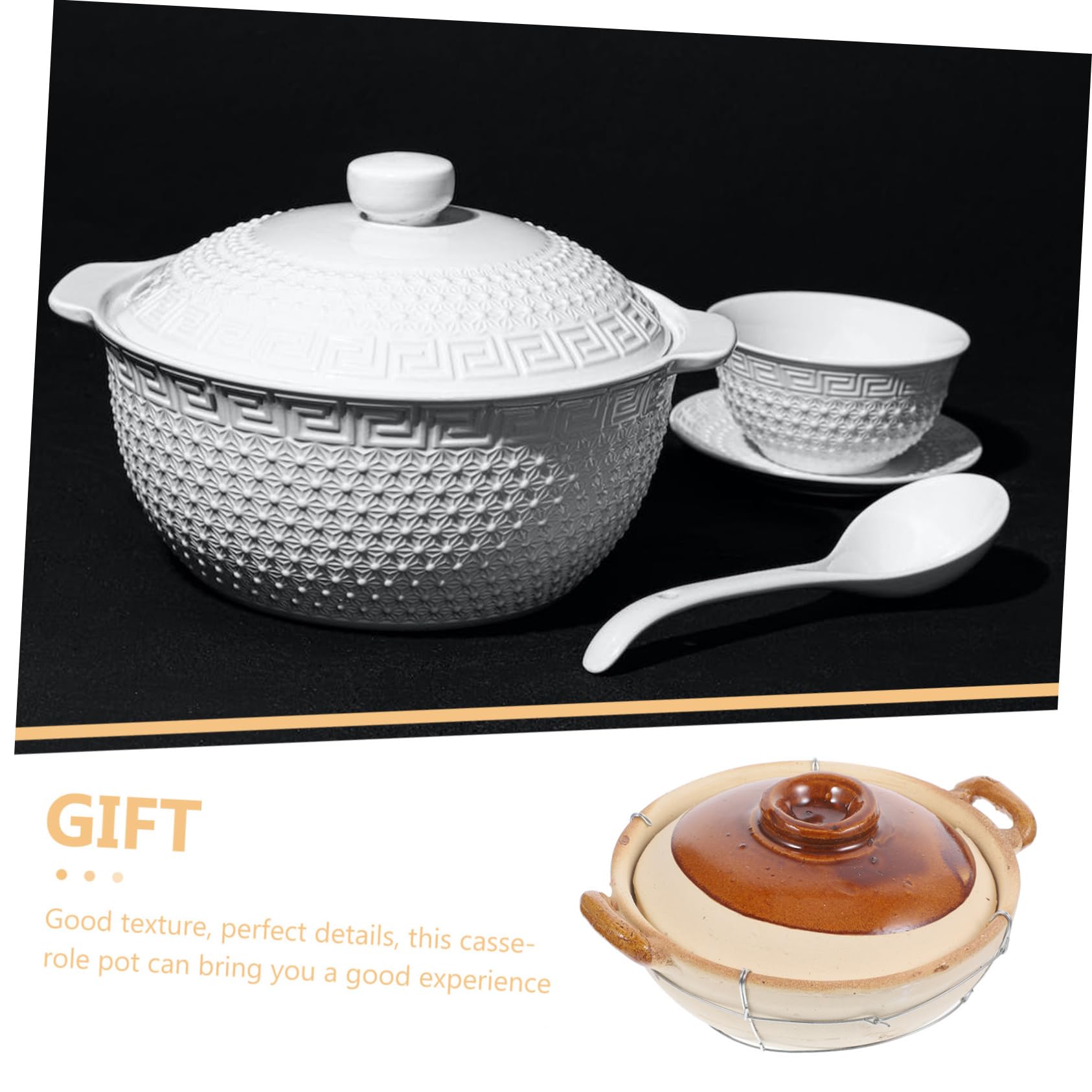 HEMOTON Marmite Terre Cuite pour Cuisine Cocotte Résistante Chaleur Pot Ustensiles de Cuisine