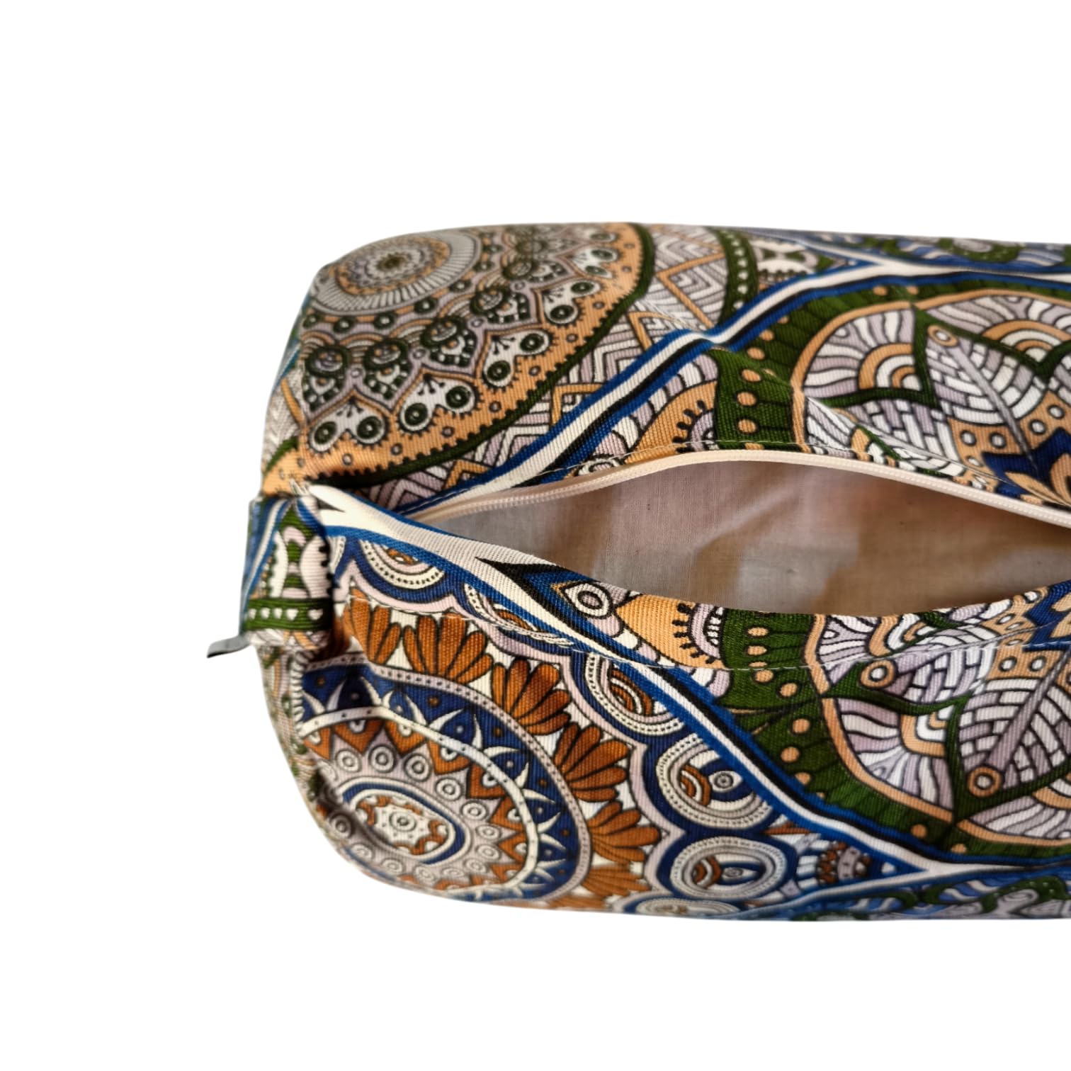 Bolter yoga "Mandalas Persa blu", cuscino yoga, cuscino meditazione, bolster cilindrico, cuscino yoga cilindrico, rivestimento lavabile, ripieno di pula di farro bio, 62x20cm