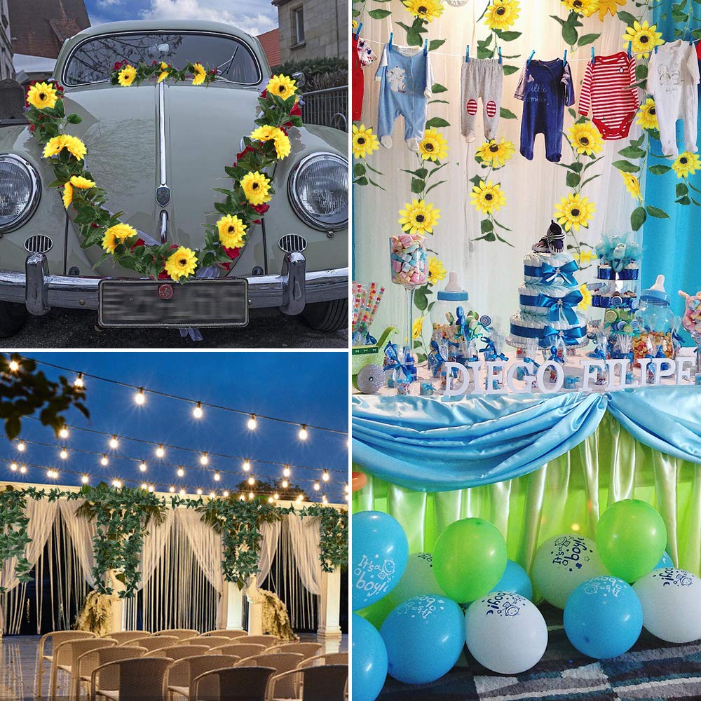 Ghirlanda Di Girasoli Artificiali Per Esterno, 7,2 Metri, Fiori In Seta, Decorazione Per Matrimoni, Giardino E Feste