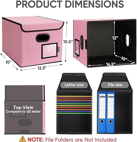 Miniatura 65 de BALEINE - Caja organizadora de archivos con tapa, organizador de carpetas plegable con riel de plástico, caja para carpetas colgantes para Gris