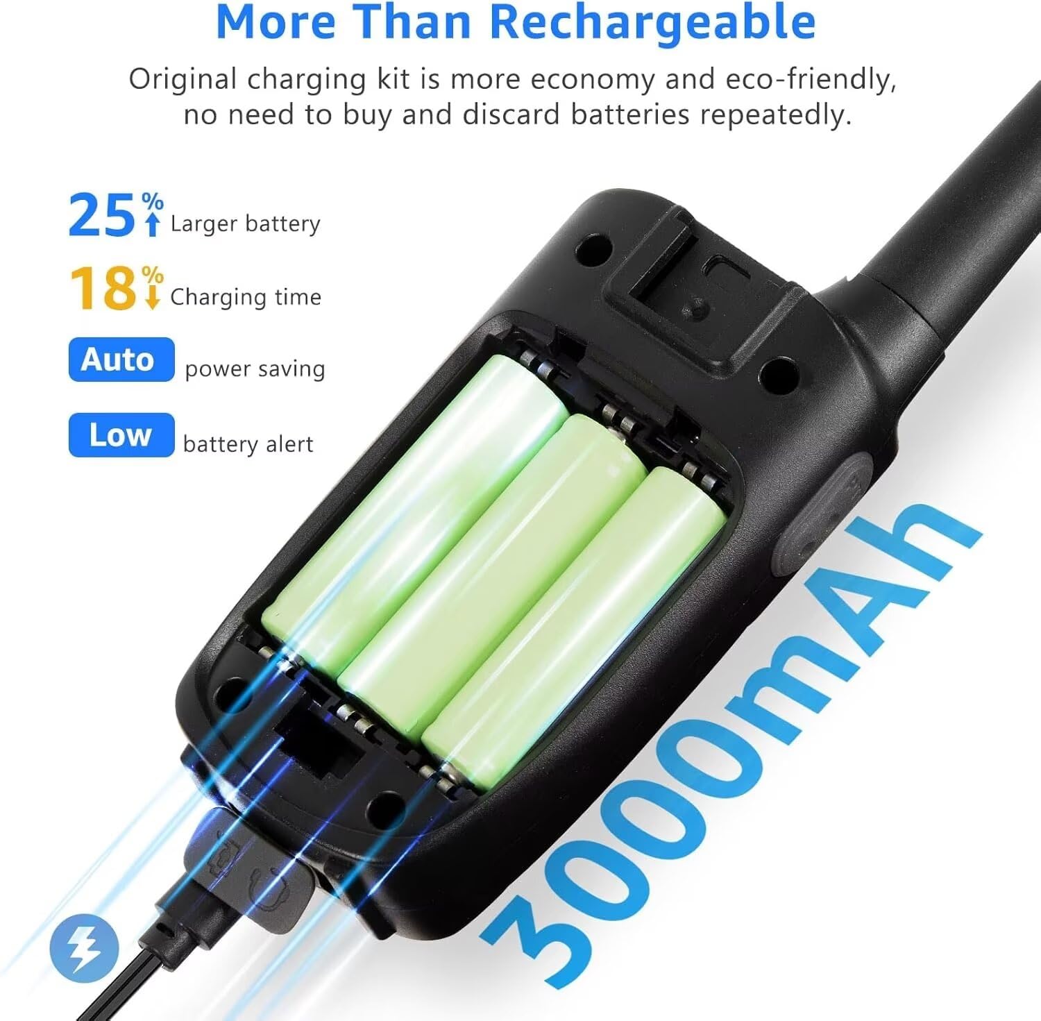 Walkie-Talkies - Walkie Talkie recargable para adultos, radio FRS de 2 vías de largo alcance, paquete de 3 con batería de cordón de 4 millas NOAA USB, juguetes familiares para niñas de 3 a 12 3