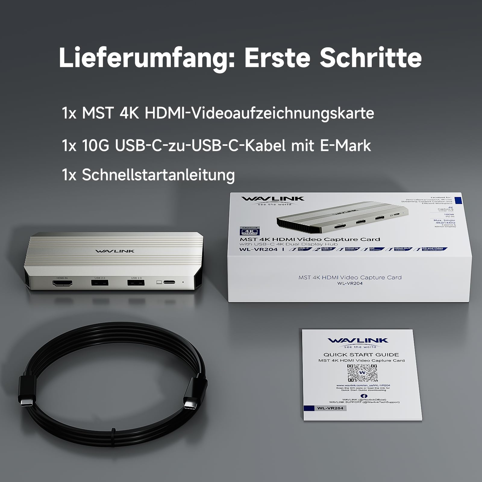 WAVLINK Videoaufnahmekarte,4K@30Hz Loop Out,Einzelanzeige 4K@144Hz | 100W PD, HDMI-Aufnahmekarte für Streaming, kompatibel mit PS5/Xbox/Switch & OBS, Windows und Mac nutzbar