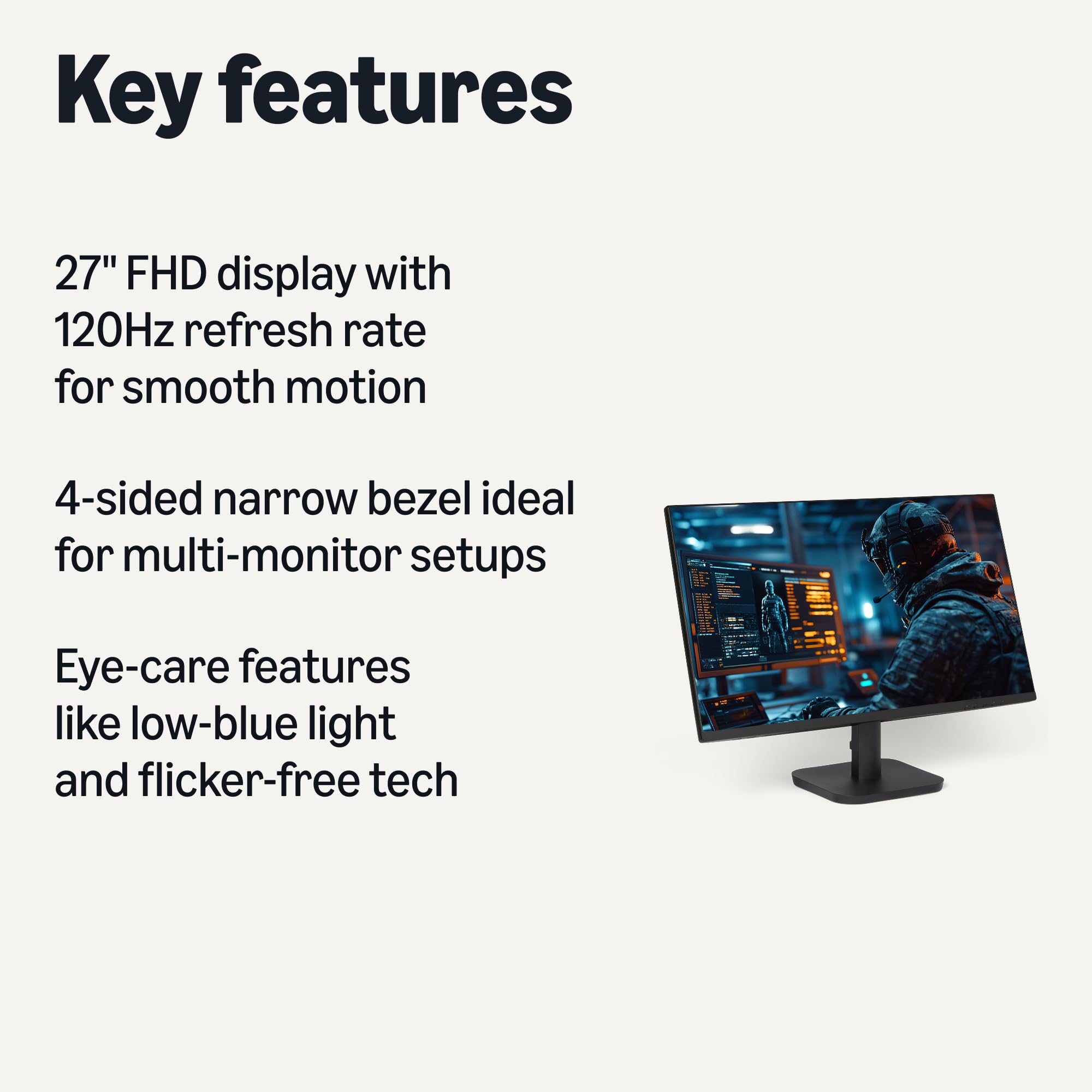 Amazon.com: Amazon Basics 27-inch Computer Monitor, 120 Hz, 1080P