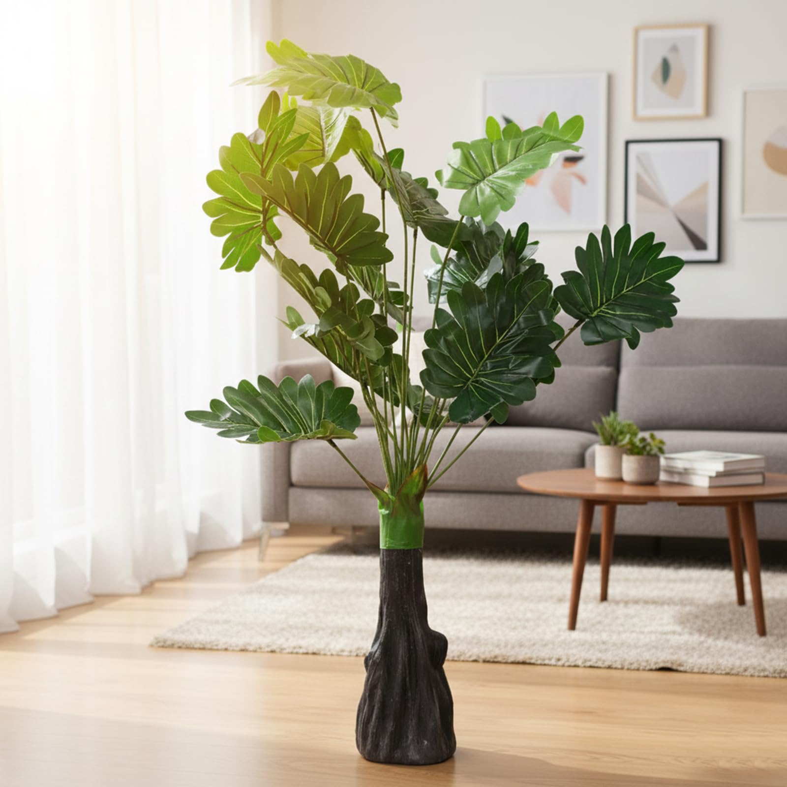 TIED RIBBONS Artificial Tropical Philodendron Plant for Home Décor | 2.9ft Lush Green Faux Indoor Plant with Large Leaves | Decorative Floor Standing Tree for Living Room, Office & Balcony Decoration-image-37