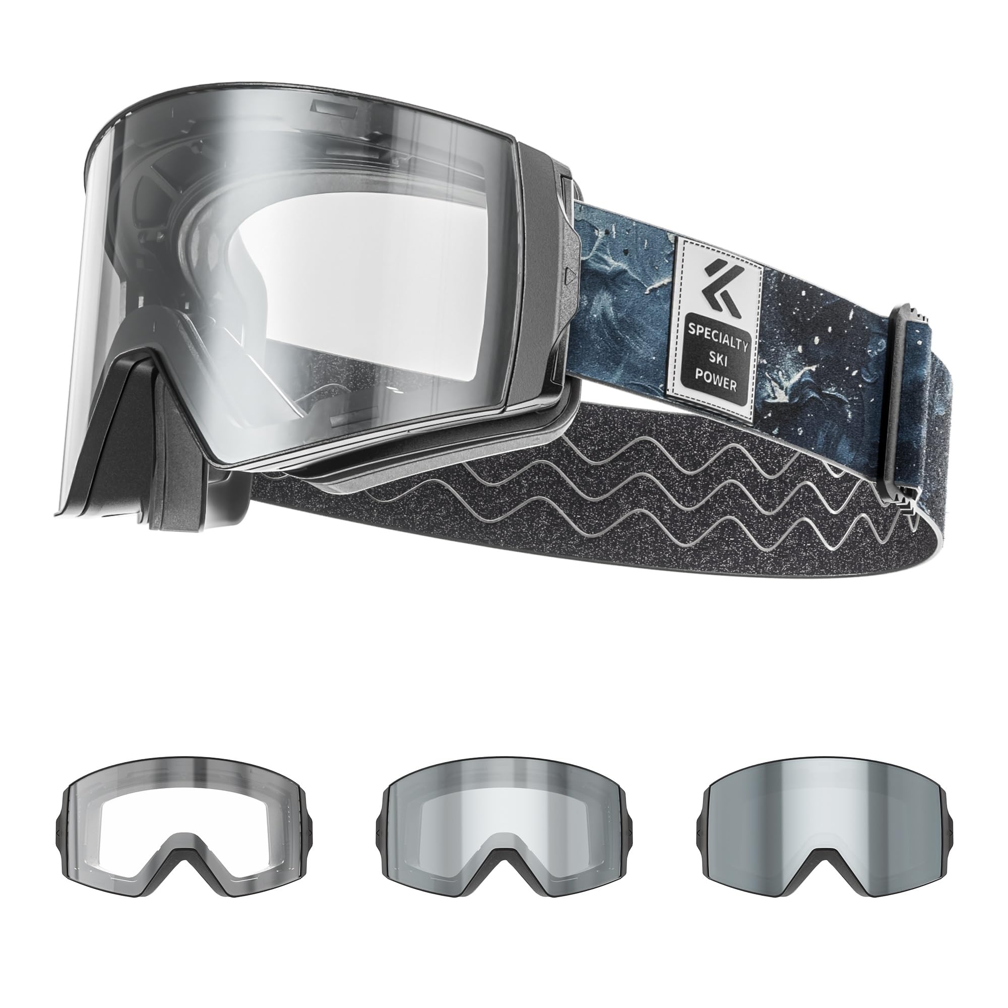 KAPVOE Photochromic Ski Goggles with Magnetic Lenses Anti-fog UV400 Protection Snowboard goggles Suitable for Men Women and Teens Snow goggles Helmet Compatible Ideal for Skiing Snowboarding 02