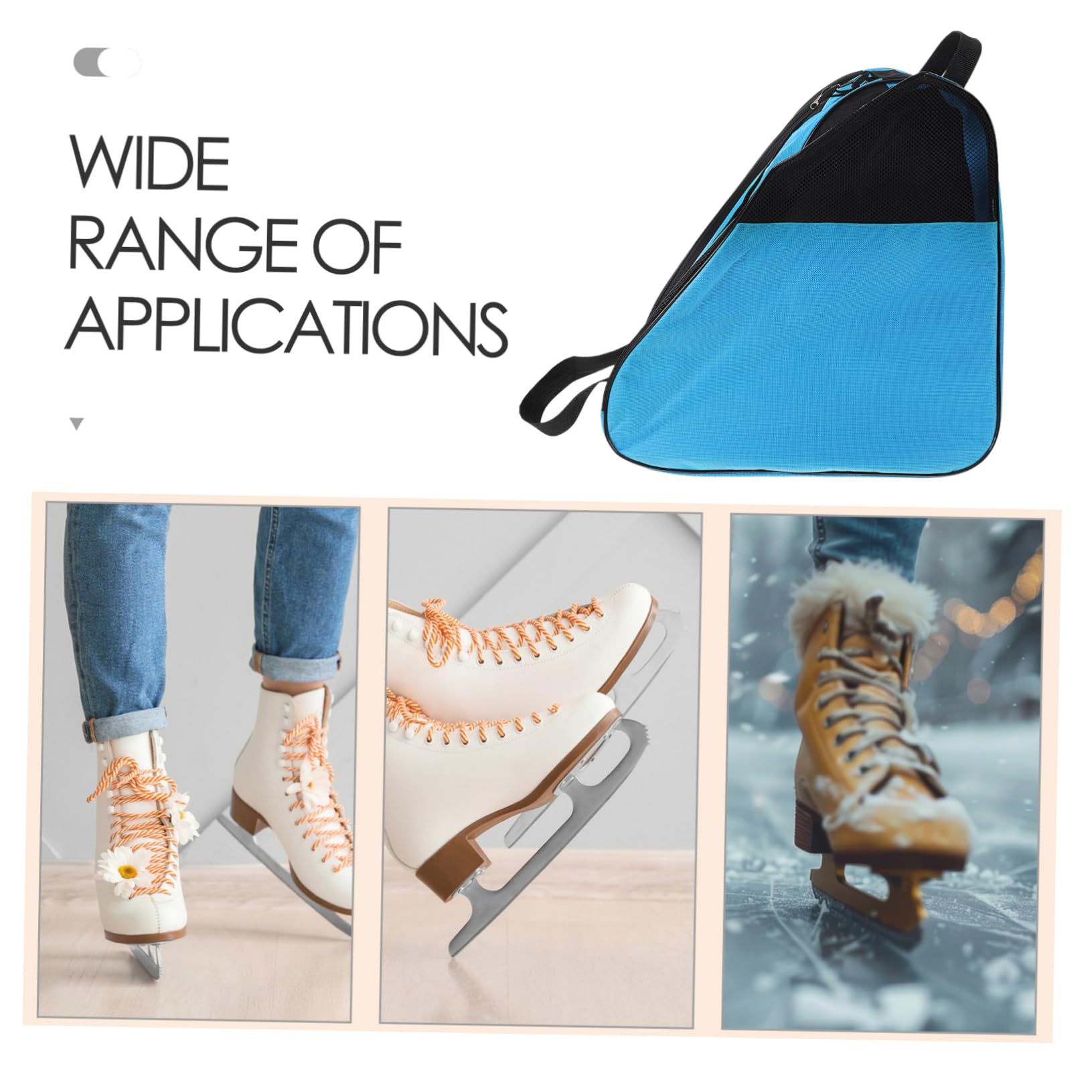 Happyyami borsa per pattinaggio a rotelle borsa per il trasporto del borsa per scarpe a rotelle custodia per scarpe da skate custodia per scarpe da pattinaggio Panno Oxford Blue