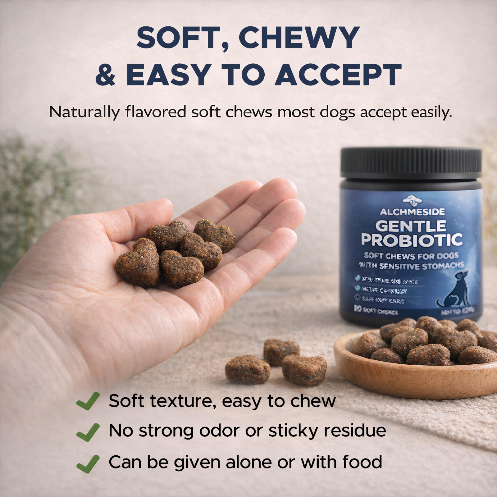 Probiotics for Dogs – Dog Probiotic Soft Chews for Digestive & Gut Health, Yeast Balance,3 Billion CFU with Prebiotic Inulin & Pumpkin, Gentle Formula for Sensitive Stomachs, Chicken Flavor, 90 Count - image 4