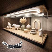 Acrylic Display Case with LED Lighting for Collectibles and Action Figures, Diorama Showcase with Wooden Base