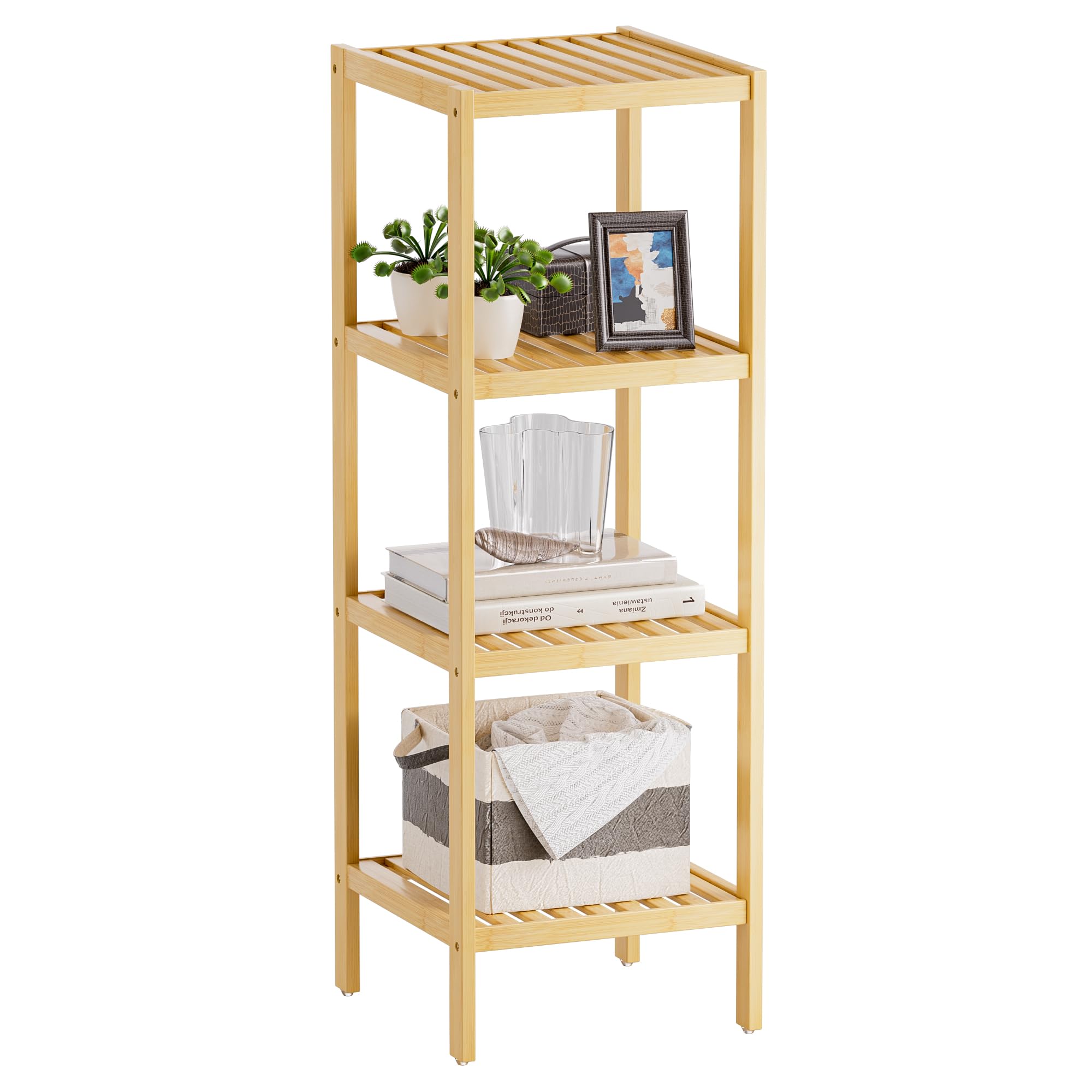 Amazon.com: SMIBUY Bathroom Storage Shelf, 4-Tier Bamboo Rack