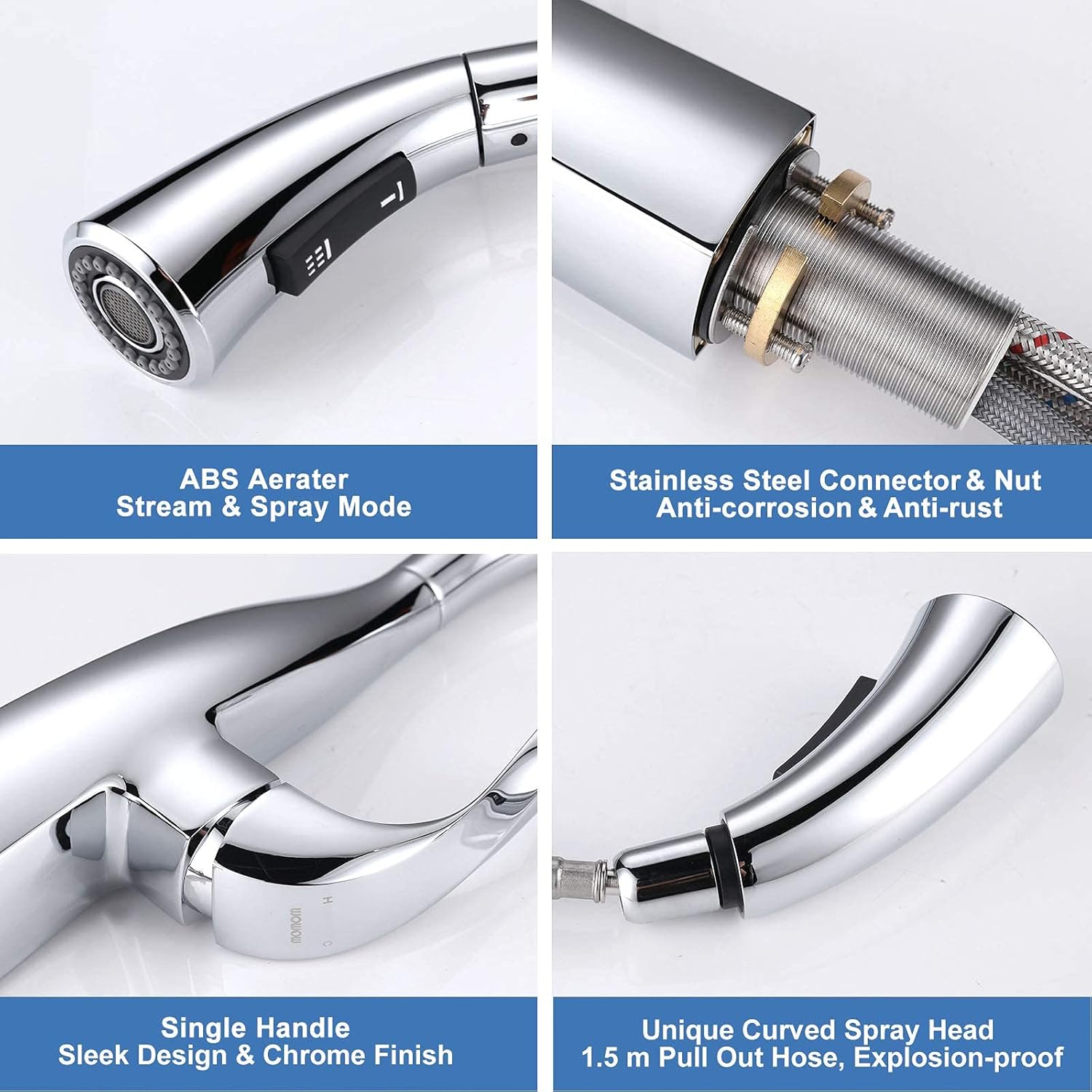 Gеt Chеар Prісе WOWOW Kitchen Faucet with Sprayer, Pull Down Kitchen Faucet with Dual Function Sprayer, Single Handle, Leak Free 360 Degree Rotatory Elegant Gooseneck Kitchen Faucet (Chrome)