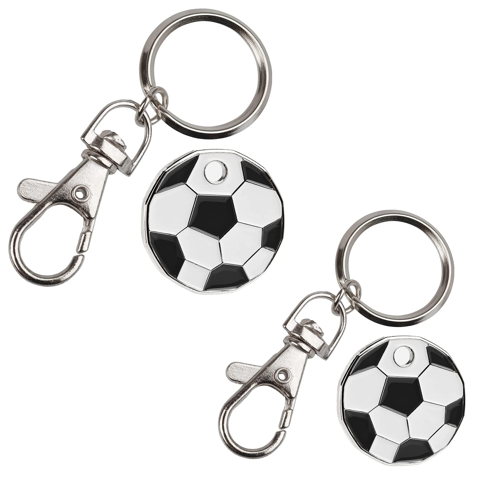 Fabulouz 2pc New Shape 12 Edge Sided Shopping Trolley Token £1 Coin Pound Coin Trolley Token Shopping Cart trolley coin Key Ring Clasp Supermarket trolly Locker Gym Keyring coins Gift FOOTBALL DESIGN