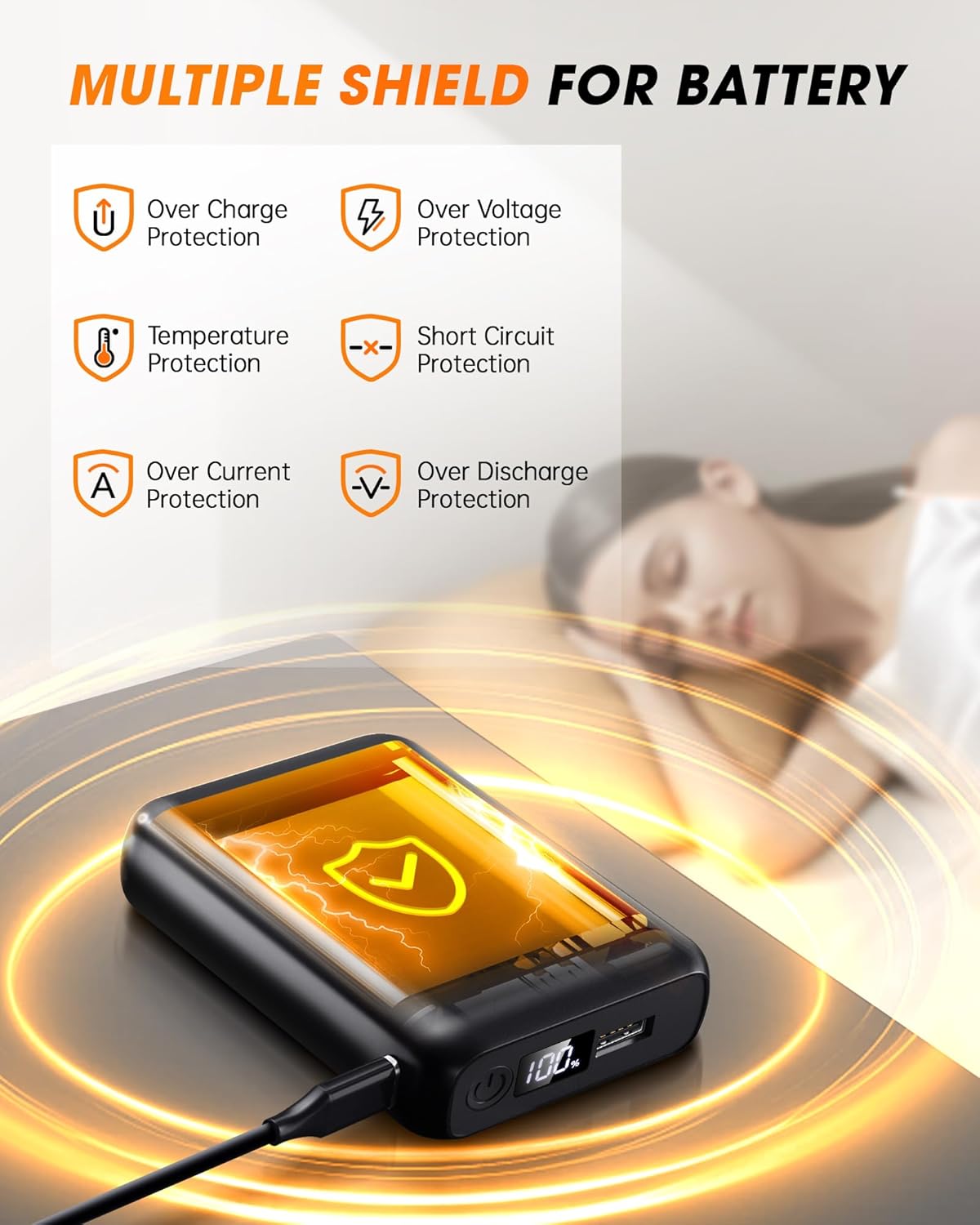 7.4V 18400mAh Heated Vest Battery Pack Compatible with ORORO, Battery Pack for Heated Vests, Rechargeable Power Bank for TODWARM, for Weamest, for Vestego - Image 5