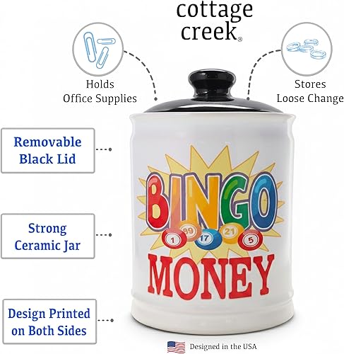 Vista 2 de Cottage Creek Bingo Money Piggy Bank, Bingo Game Candy Jar, Bingo Gifts Grandma