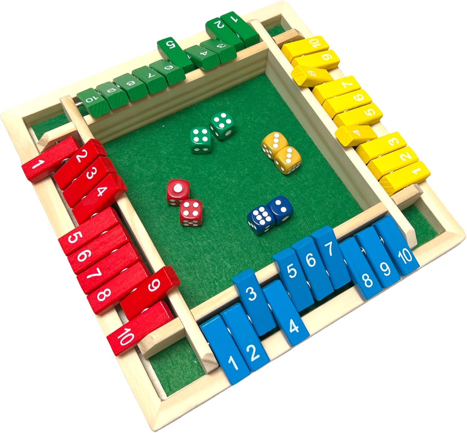 Shut The Box Wooden Dice Game for 4 Players - Perfect for Parties & Gatherings, Enhances Math & Strategic Thinking Skills for Endless Fun!