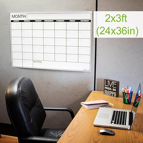 Miniatura 2 de El mejor calendario de pared extragrande de borrado en seco y organizador de 24 x 36 pulgadas en cuadrados laminados de borrado en seco o húmedo