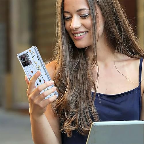 Miniatura 5 de OEURVQO Funda para Moto Edge X30 Pro Edge 30 Ultra transparente con patrón de flores de TPU suave, a prueba de golpes, antiarañazos, funda
