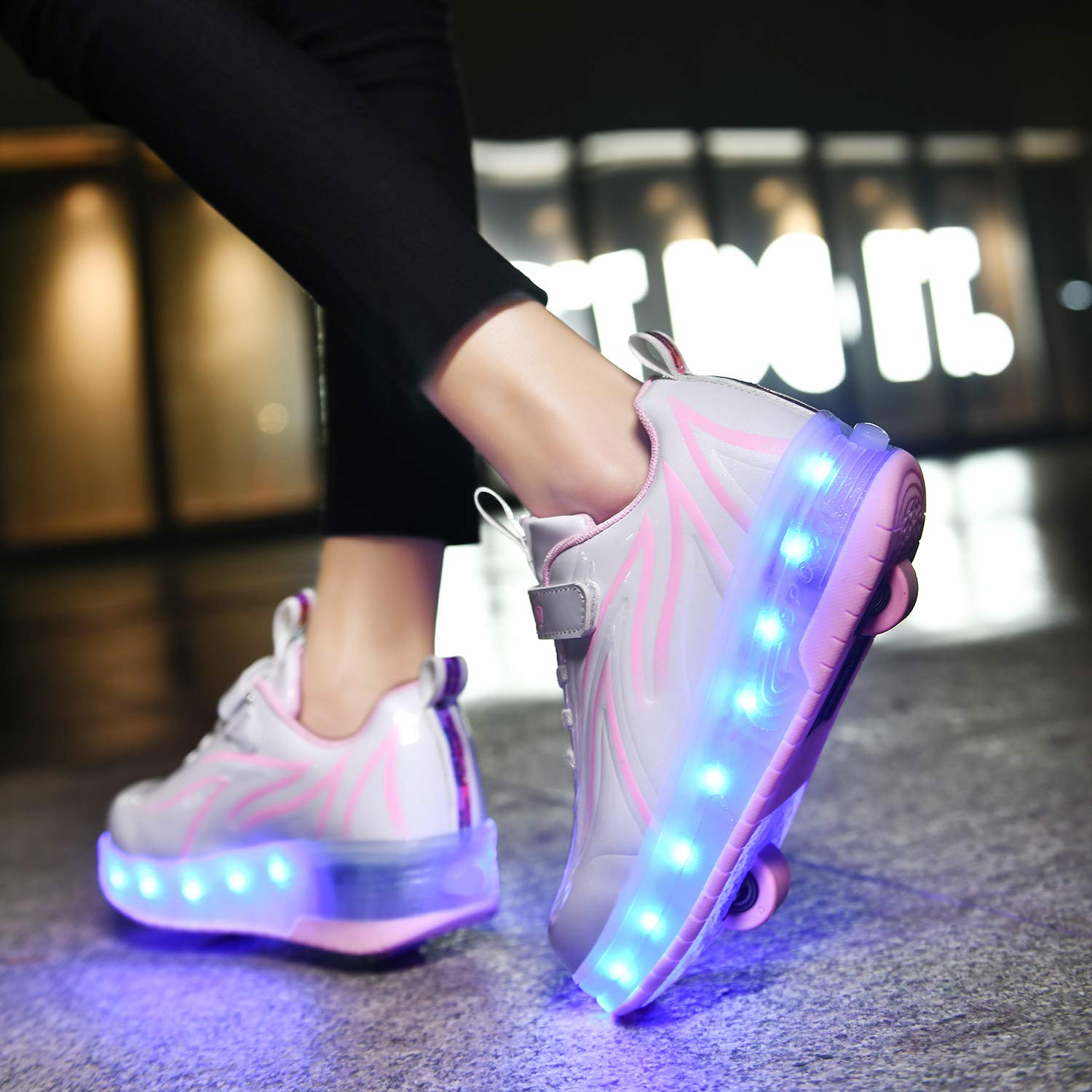 Zapatos con Ruedas Zapatillas con Dos Ruedas para niños y niña Led Luces Zapatillas con Ruedas Se Puede Bambas con Ruedas Carga con USB Automática Calzado de Skateboarding