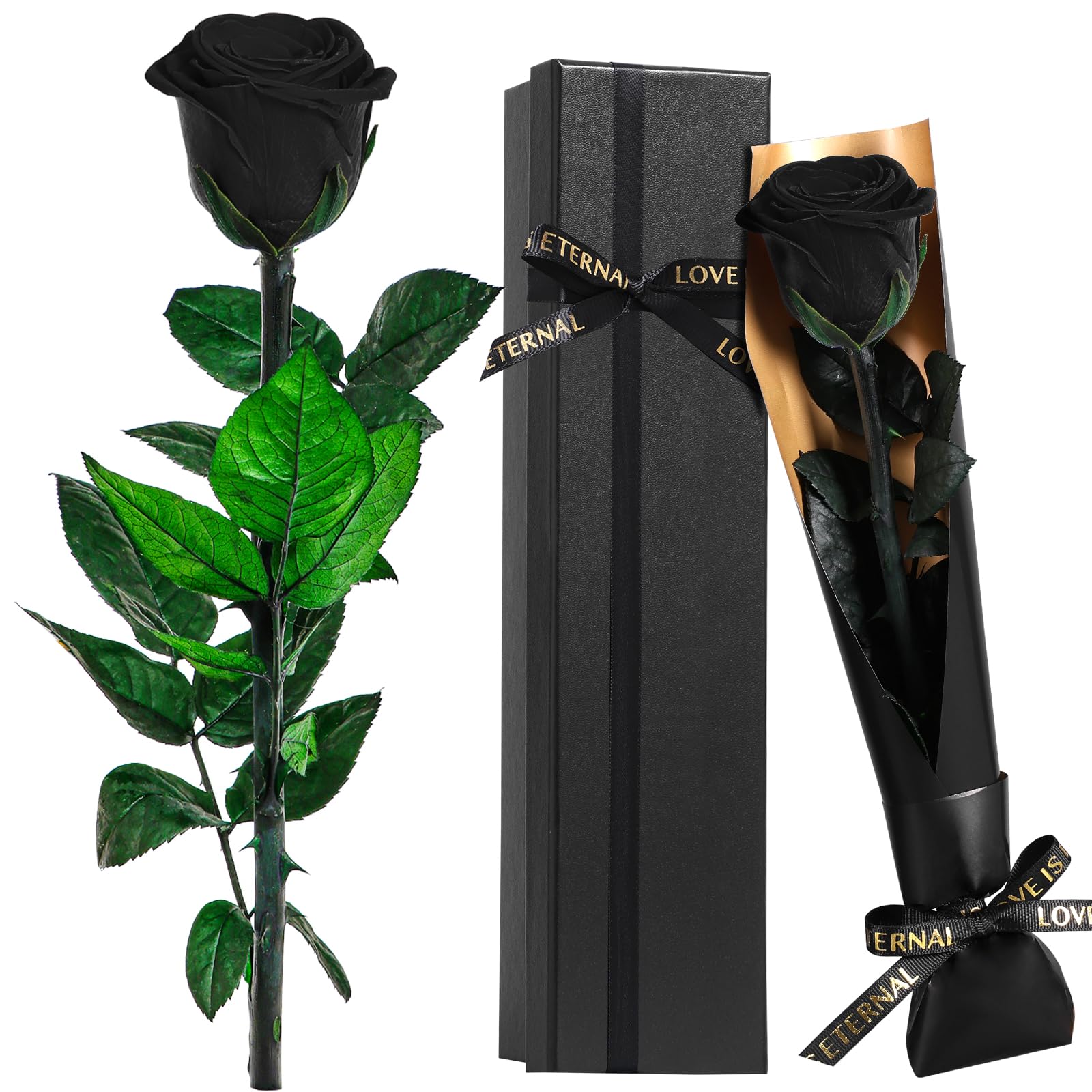 Touloube Rosa Stabilizzata Vera Eterna Rosa Nera Fiori Regalo di San Valentino per Donna, Idee Regalo Donna Compleanno Anniversario Per Lei, Regali Mamma Fidanzata Moglie Sorella, Ti Amoregali