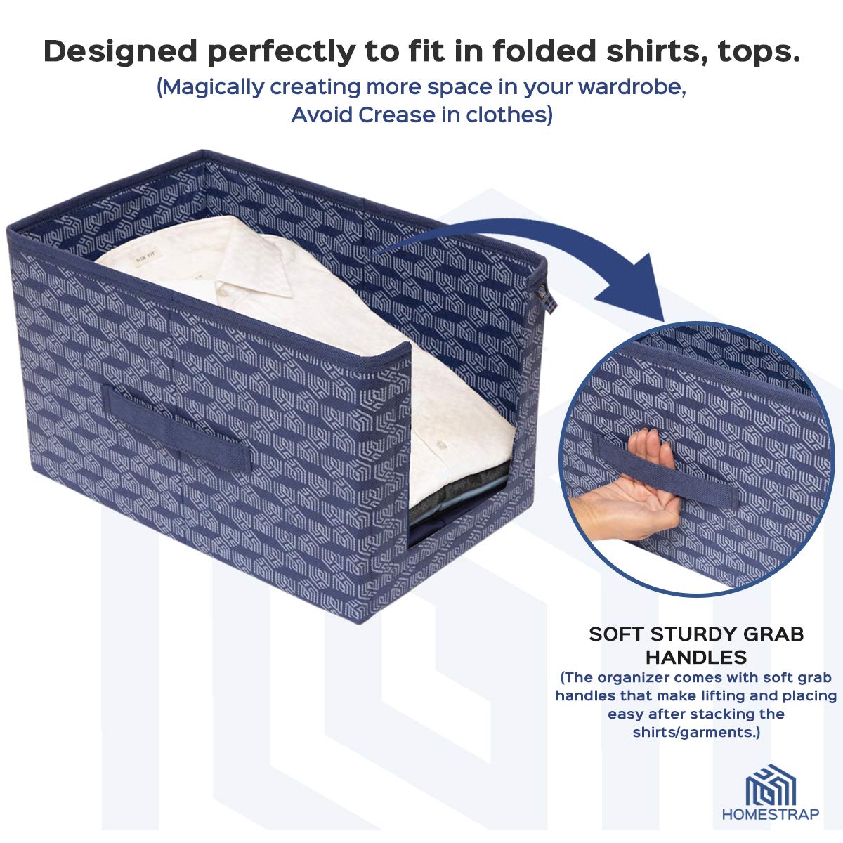 HomeStrap Printed Shirt Stacker/Organizer - Navy Blue Pack of 2 2