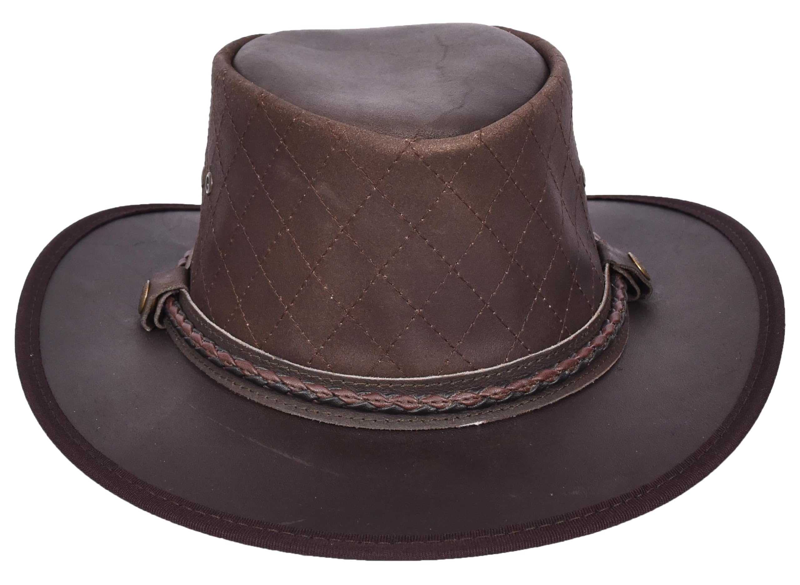 Sombrero australiano de piel auténtica, estilo vaquero, color marrón Ozzy
