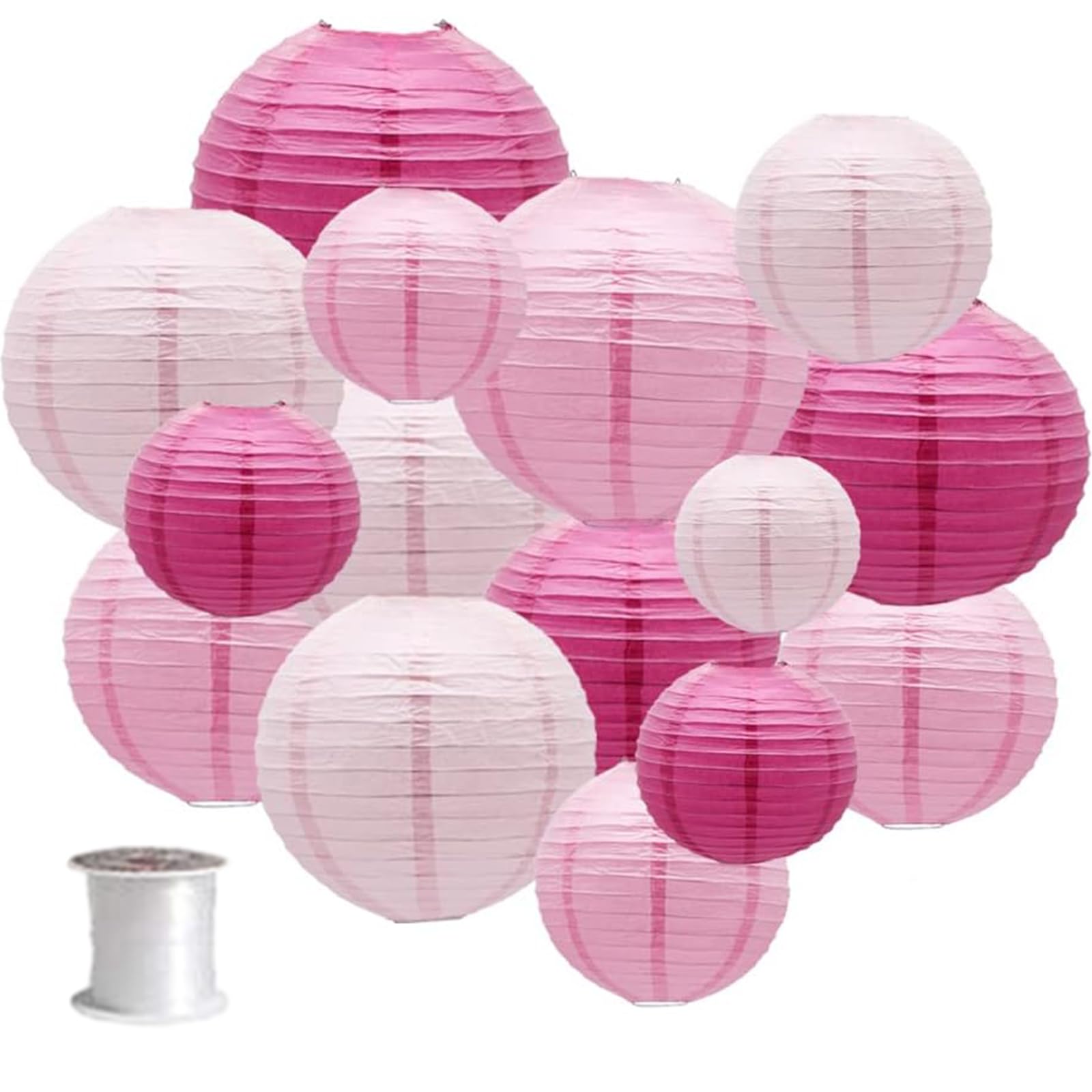 15 Lanternes En Papier Chinoises Surwin - Lot Multi Tailles (10 à 30 Cm) Pour Décoration Fête, Mariage