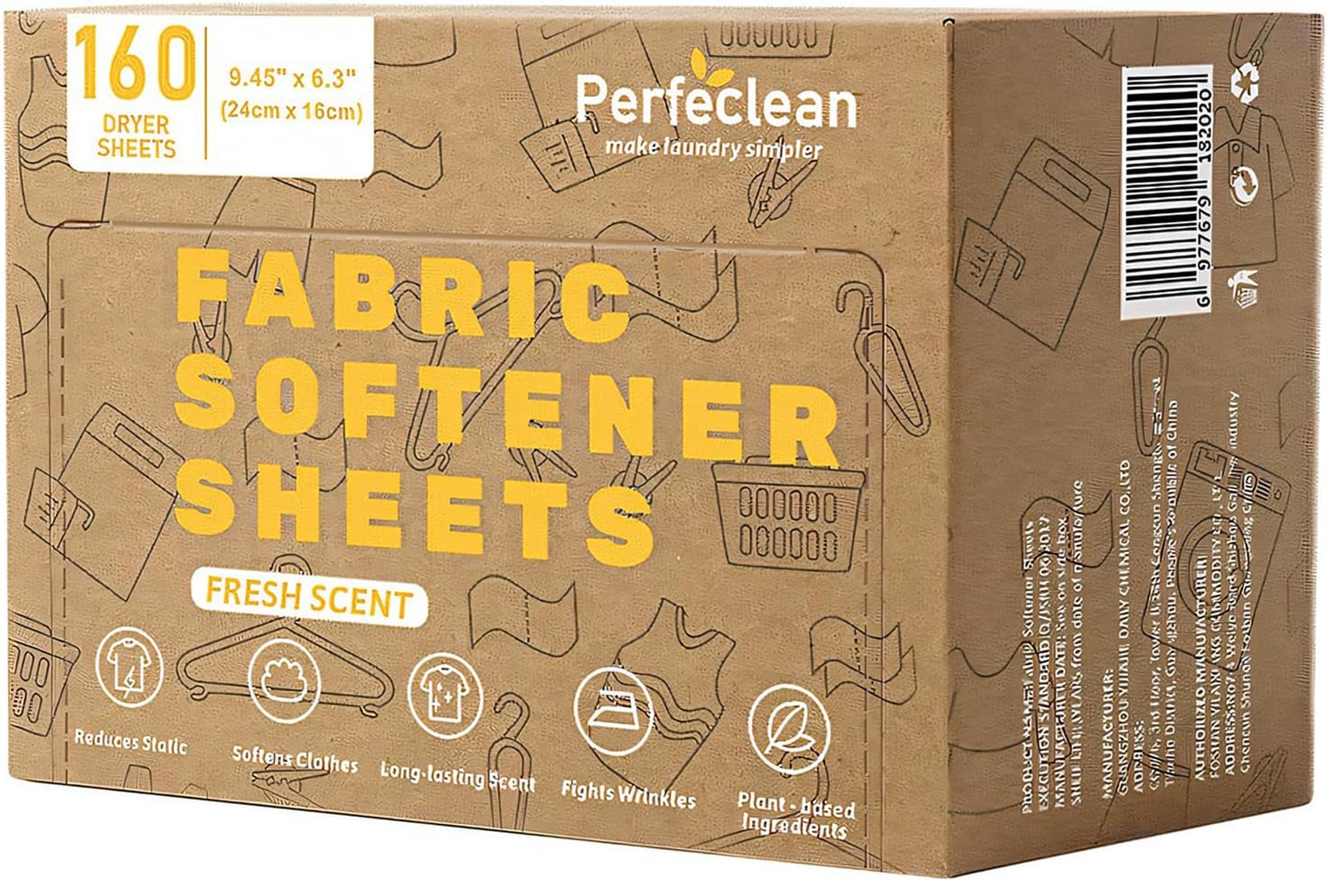 Fabric Softener Sheets, 160 Sheets Laundry Softening Strips, Fresh Scent, Perfect for Home, Dorms, Travel