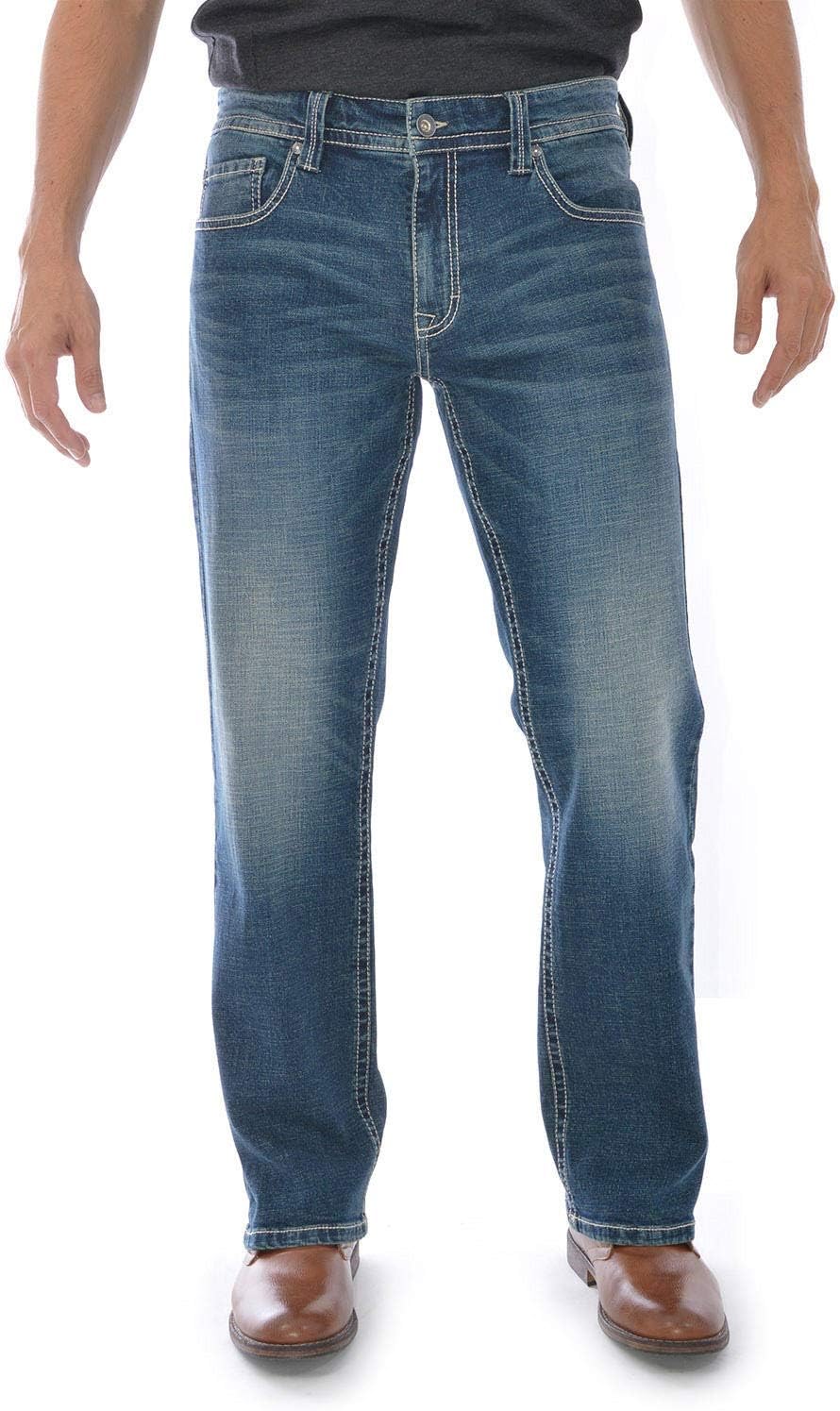 Axel Men's Slim Boot Cut Jeans - Stone Blue (Medium Wash) 32W X 30L - Image 4