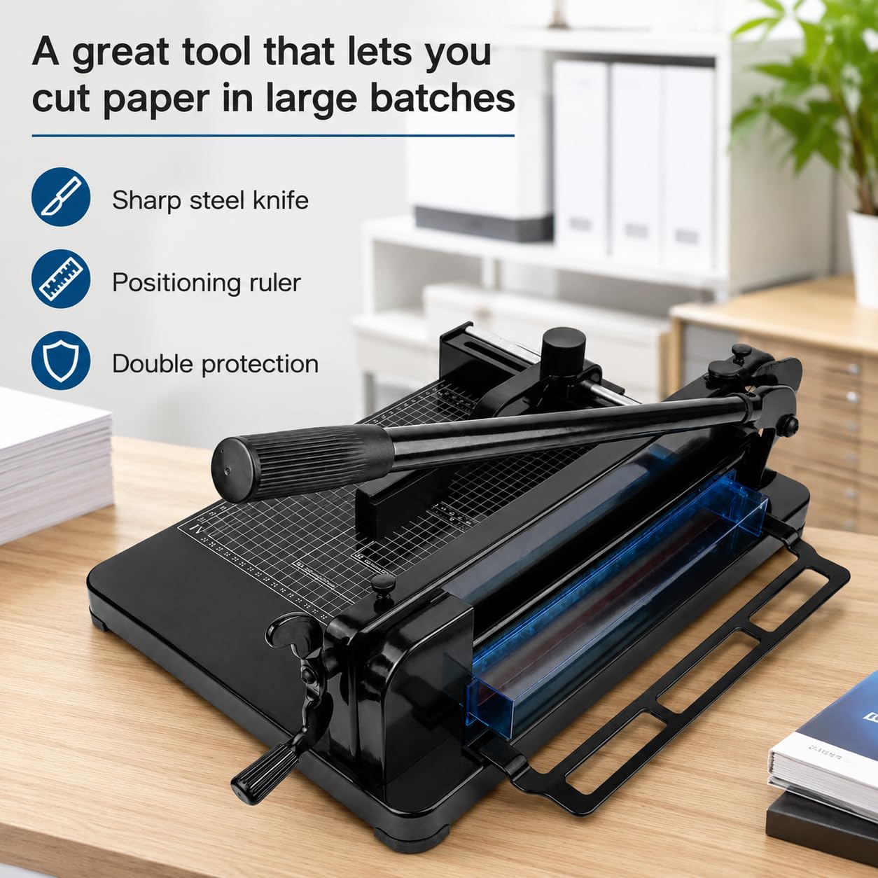 Taglierina per carta resistente, formato A4, 440 mm, manuale con blocco di