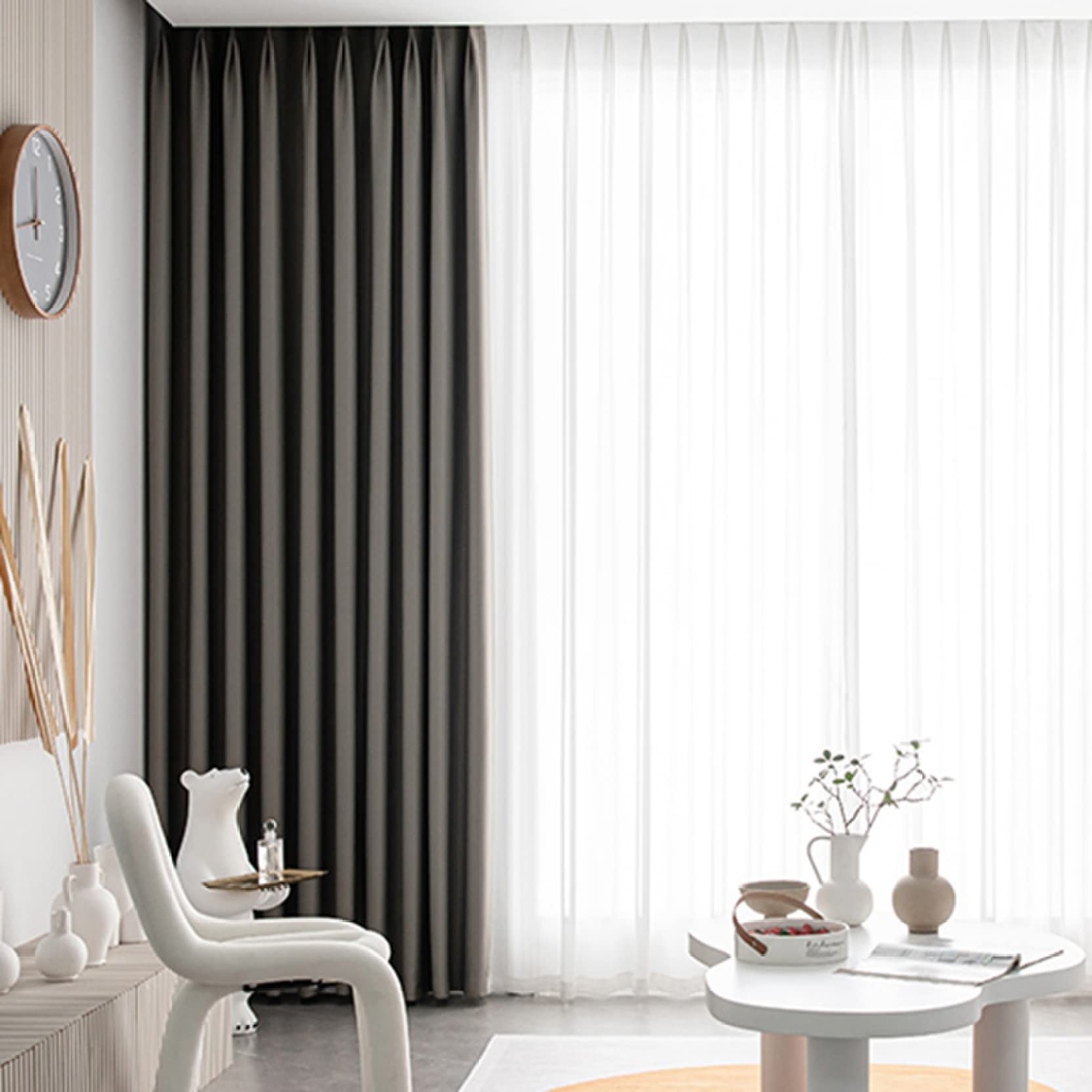 Amazon｜カーテン レースカーテン 1枚 遮光カーテン2枚 2.0*2.7B