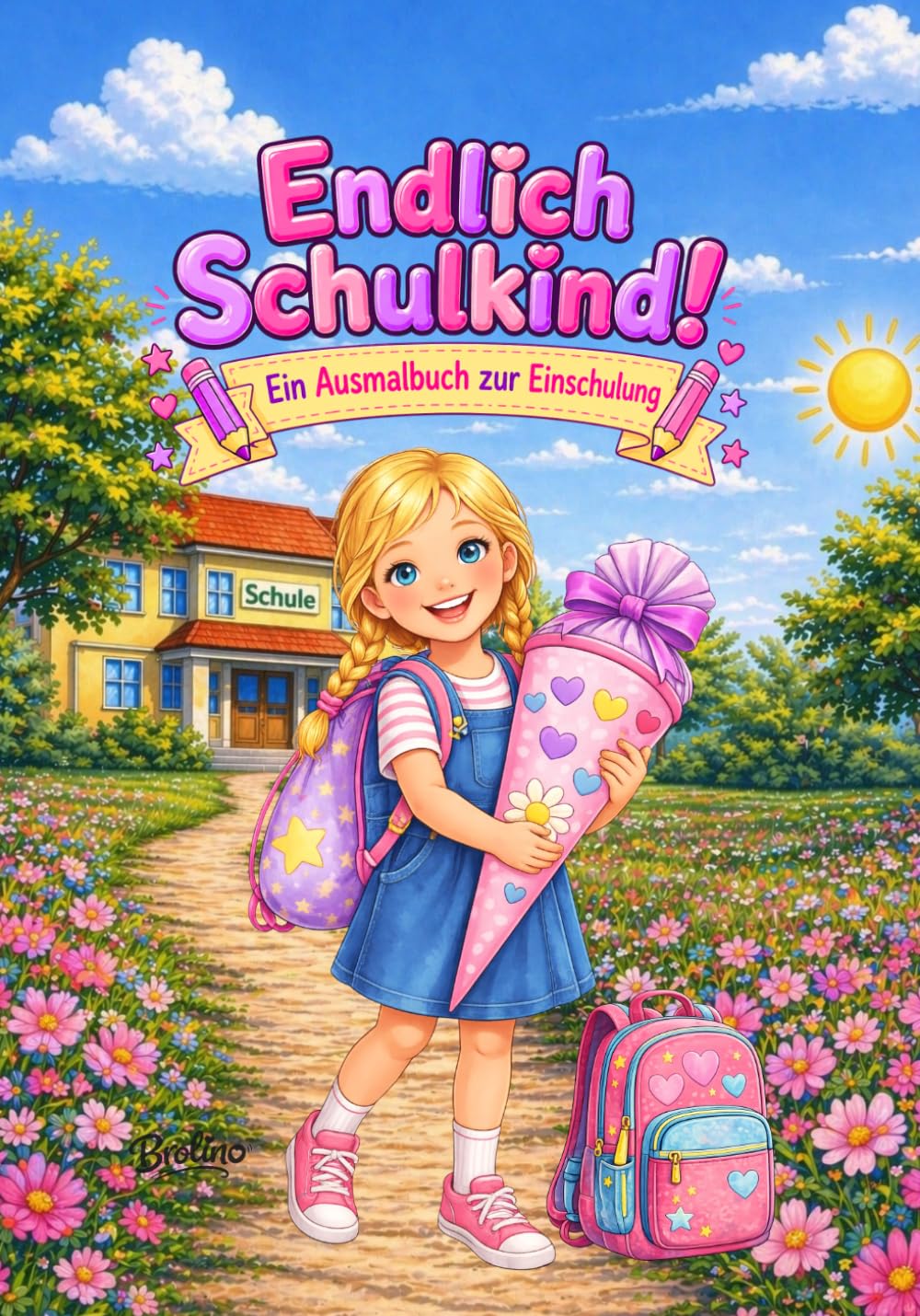 Endlich Schulkind!: Ein Ausmalbuch zur Einschulung für Mädchen