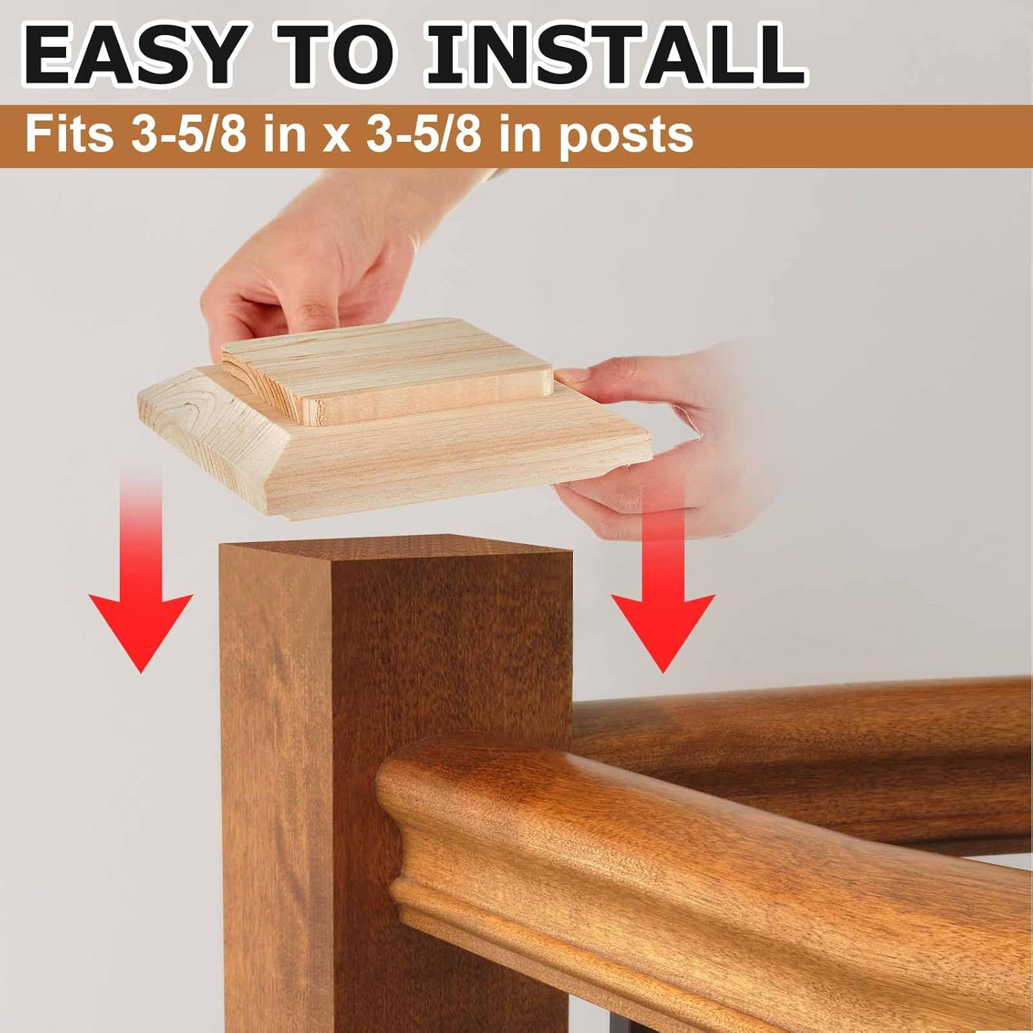 Geetery 4 Pack 4x4 Wood Newel Post Cap(Actual 3.5" x 3.5") Pyramid Fence Post Caps Resistant Cedar Protect Wood Posts for Outdoor Fence Mailboxes Decks Corridor