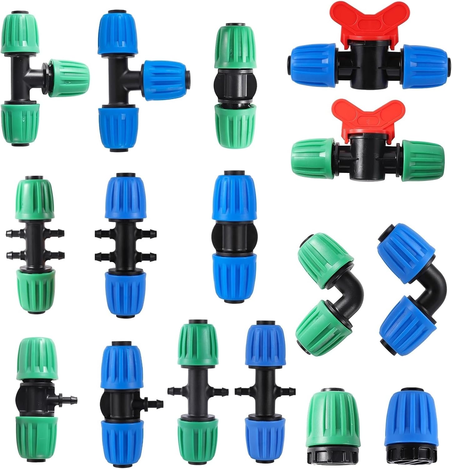 16mm PE Pipe Straight Elbow Tee Garden Agriculture Automatic Watering Pipes Water Splitter Joint 1Pcs(Valve)